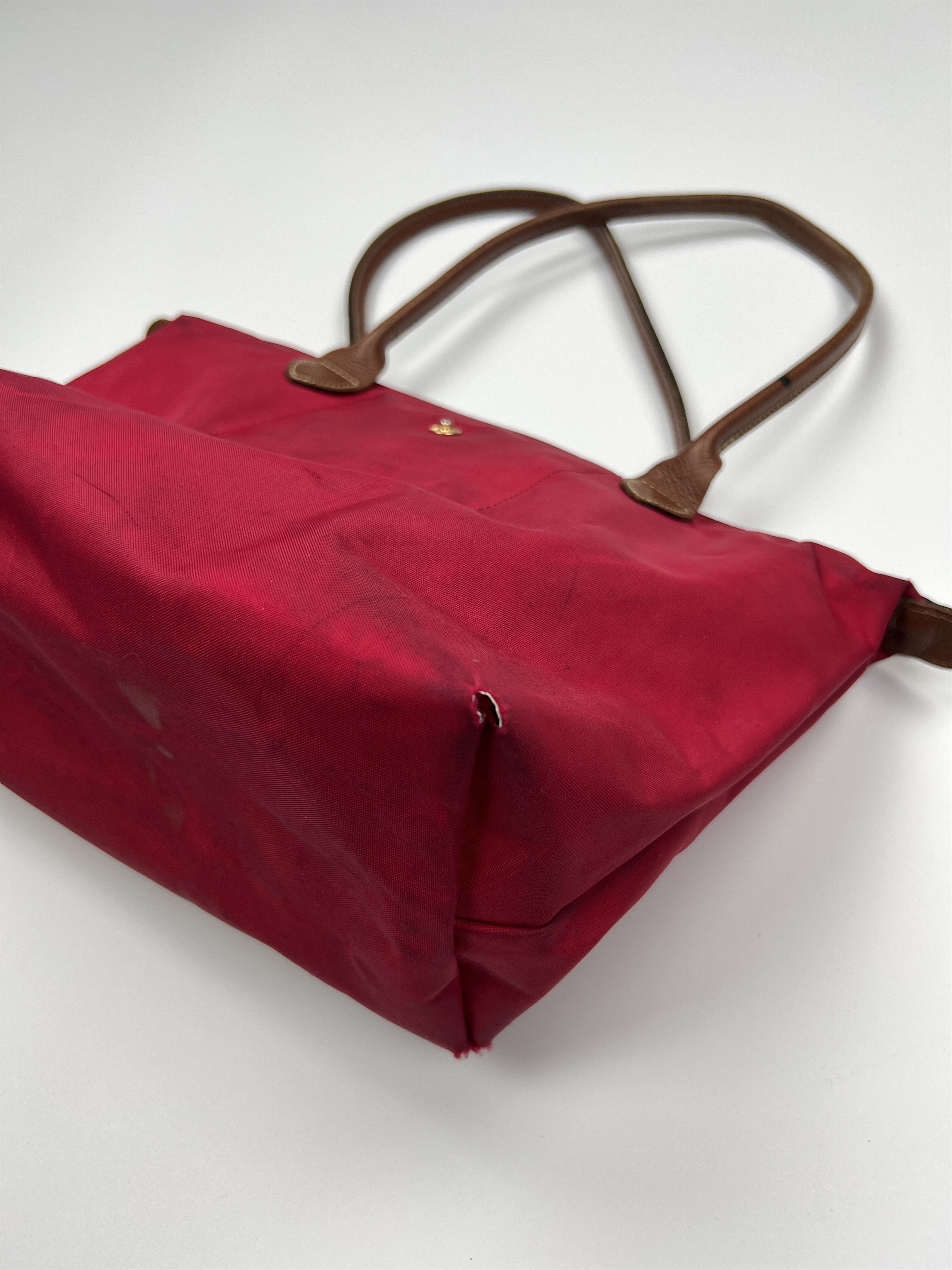 Longchamp × Vintage Vintage Longchamp Le Pliage Shopping Red Nylon Shoulder Bag Size ONE SIZE - 5 Thumbnail