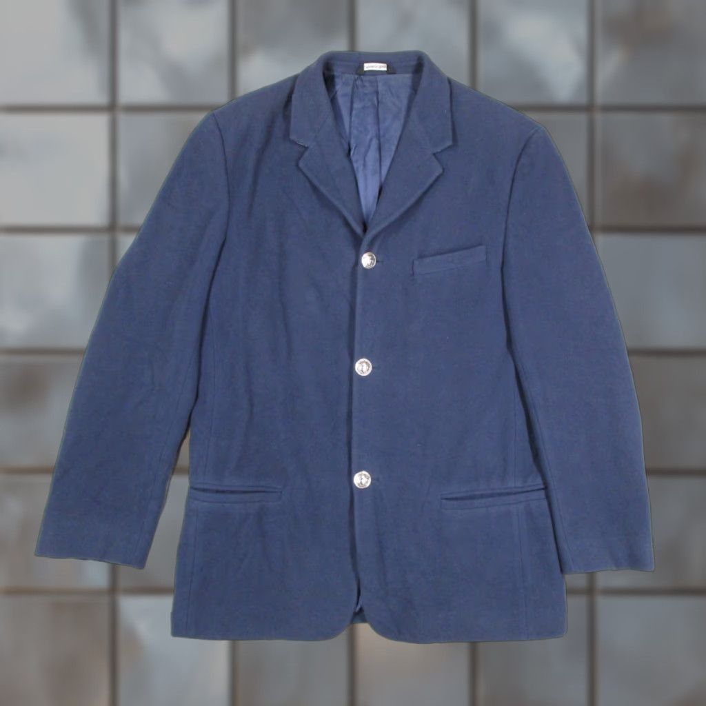 Versace VINTAGE Versace Jeans Couture Blazer Men's 42 Regular Blue Wool Blend 90s Italian Classic Size 42R - 1 Thumbnail