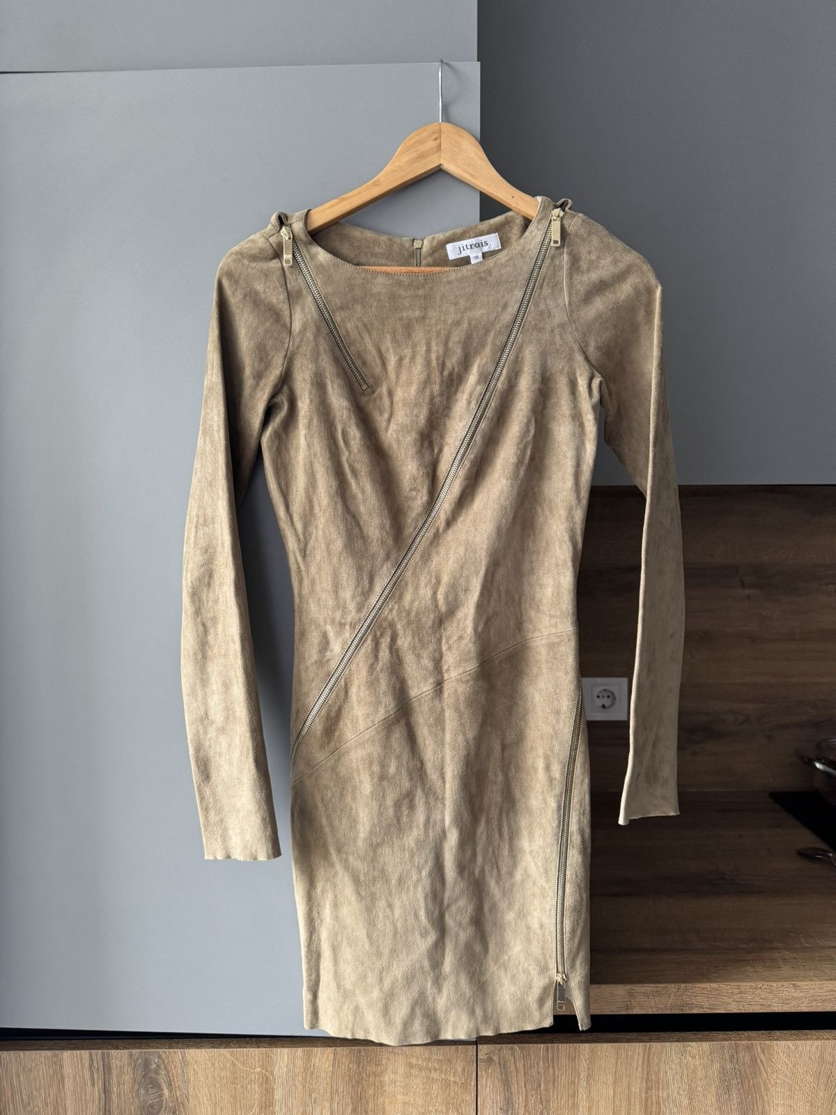 Jitrois RRP:3090$ Jitrois Stretch Suede Leather Multi Zip Dress Size XS / US 0-2 / IT 36-38 - 2 Thumbnail