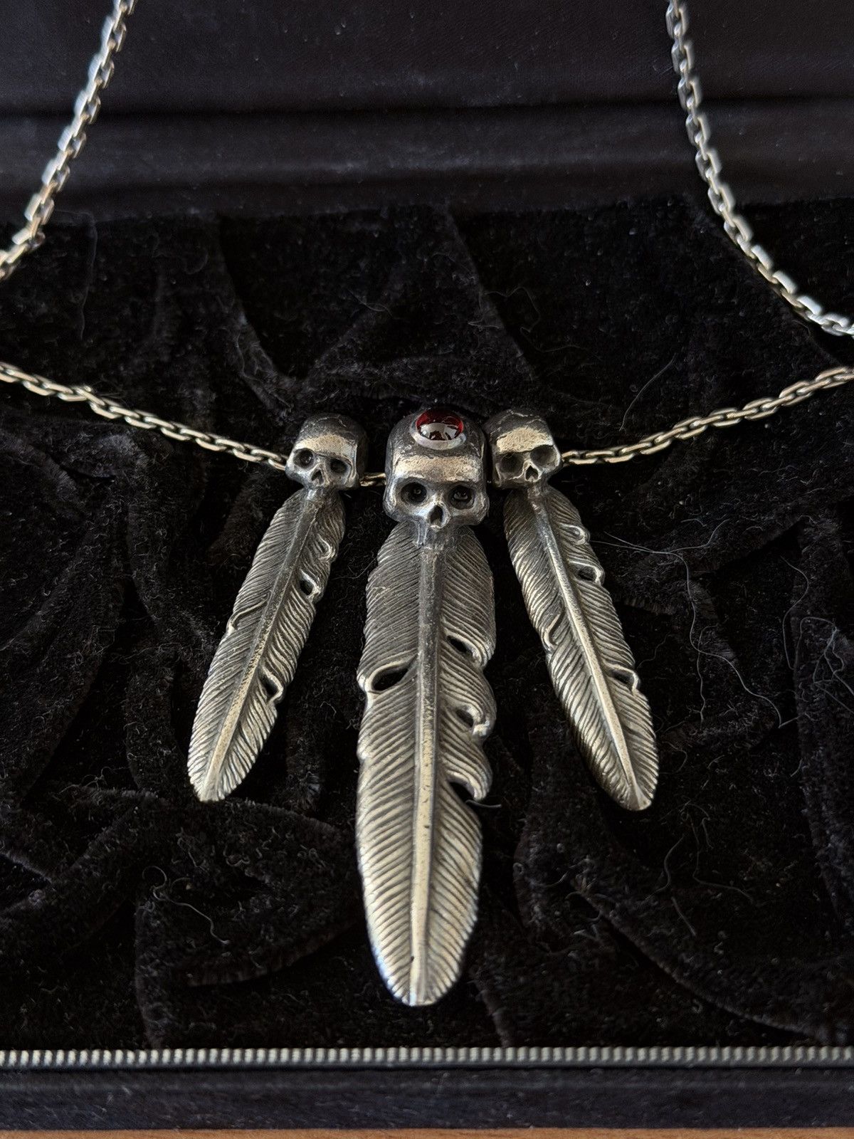 Magical Design × Number (N)ine AW2005 .950 Silver Skull Feather Necklace Size ONE SIZE - 3 Thumbnail