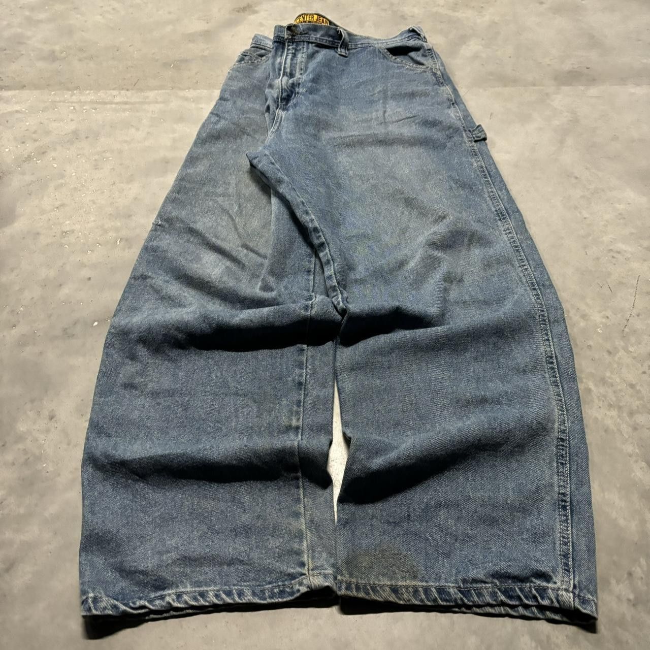 Japanese Brand × Vintage Crazy Vintage Y2K/2000s Baggy Medium Wash Skater Carpenter Workwear Denim Jeans! Size US 38 / EU 54 - 3 Thumbnail