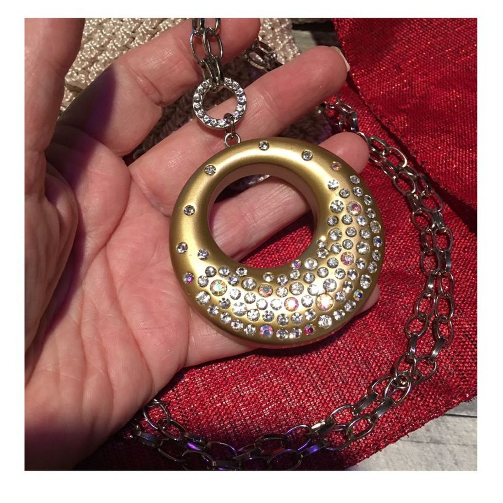 The Unbranded Brand Austrian Crystal Long Circle Necklace Size ONE SIZE - 1 Thumbnail