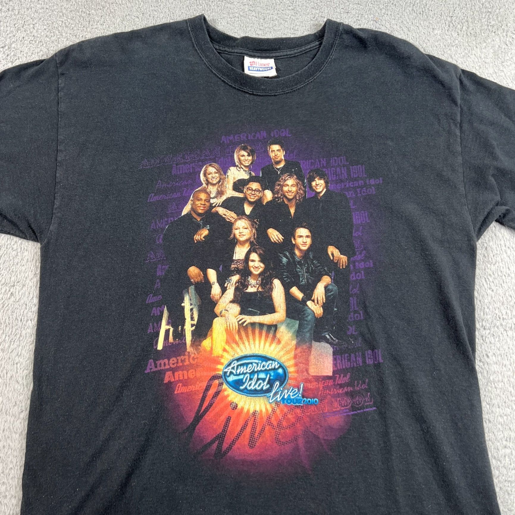 Hanes VINTAGE American Idol Shirt L Adult Black 2010 Tour Hanes Heavy Cotton Unisex T-Shirt Men's Womens Size US L / EU 52-54 / 3 - 2 Thumbnail