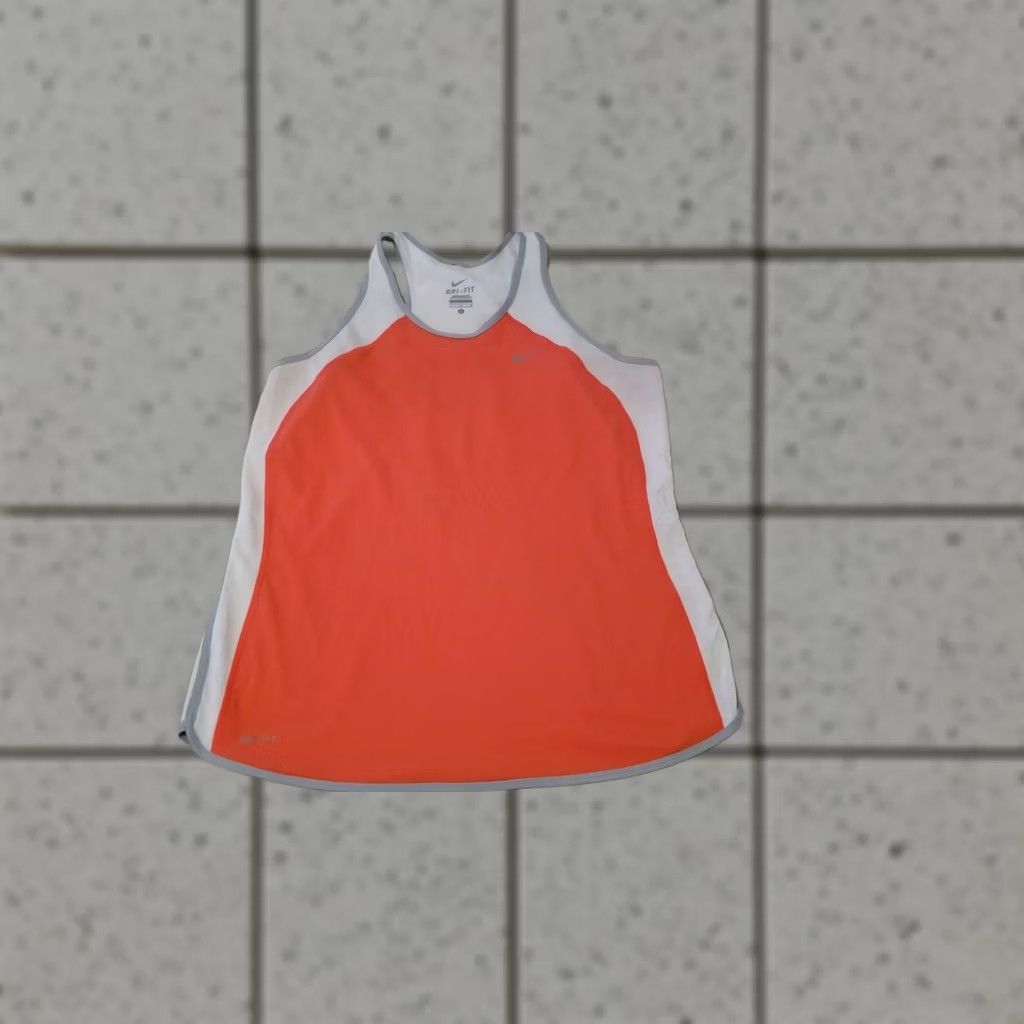 Nike Nike Shirt Womens L White Tank Orange Athletic Gym Workout Size L / US 10 / IT 46 - 1 Thumbnail