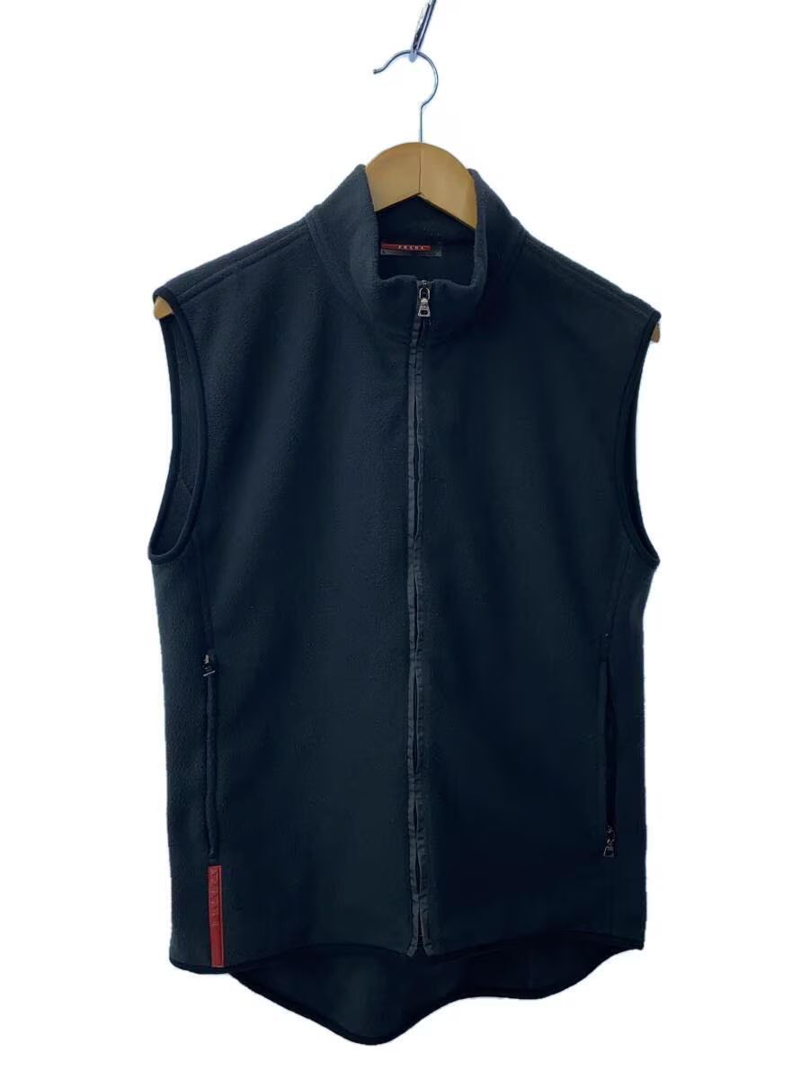 image of Prada Linea Rossa High Neck Fleece Vest in Black, Men's (Size Medium)