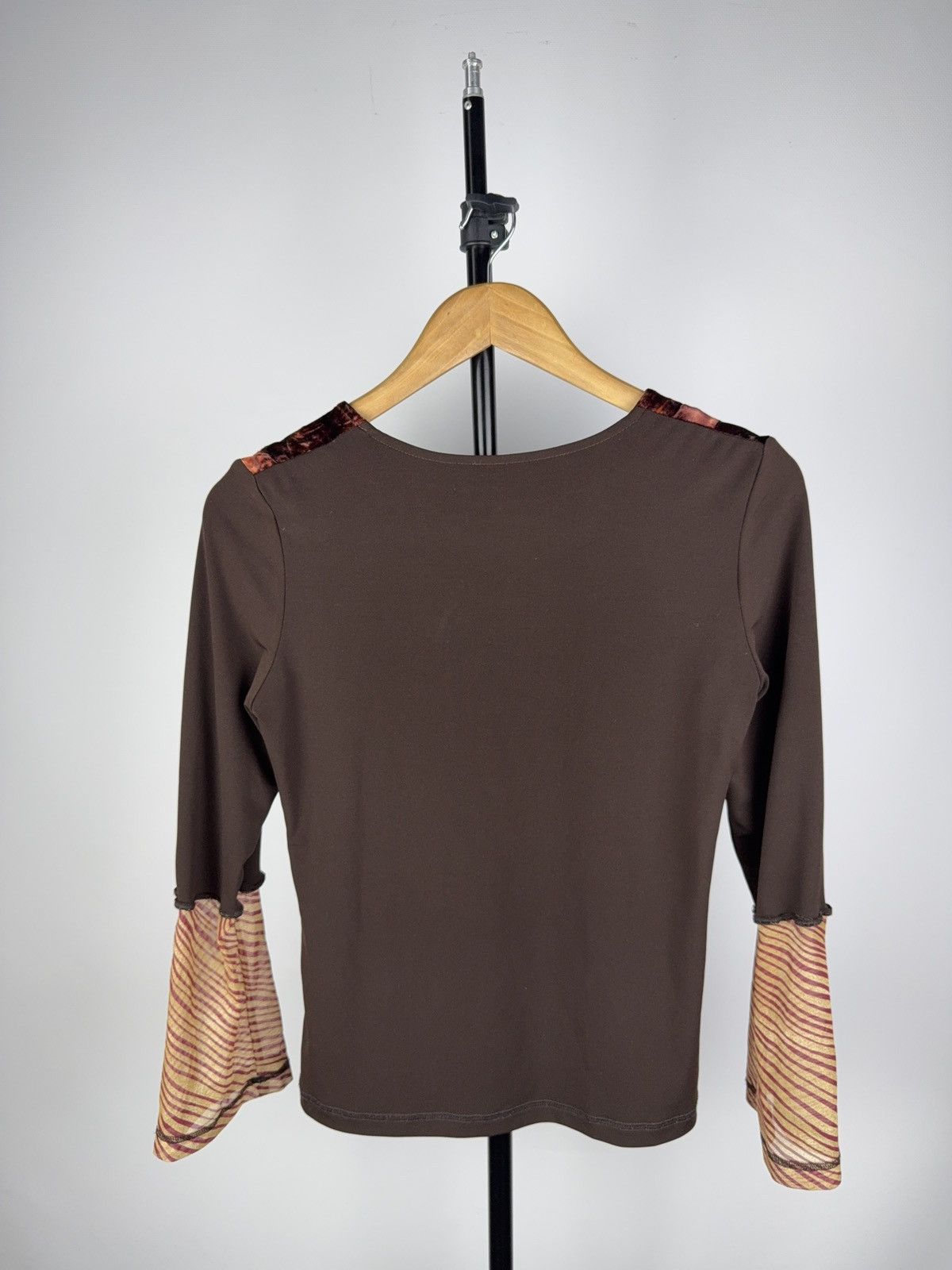 Other Y2K Mesh Panel Top Gaultier Style Crushed Velvet & Stripes Size M / US 6-8 / IT 42-44 - 4 Thumbnail