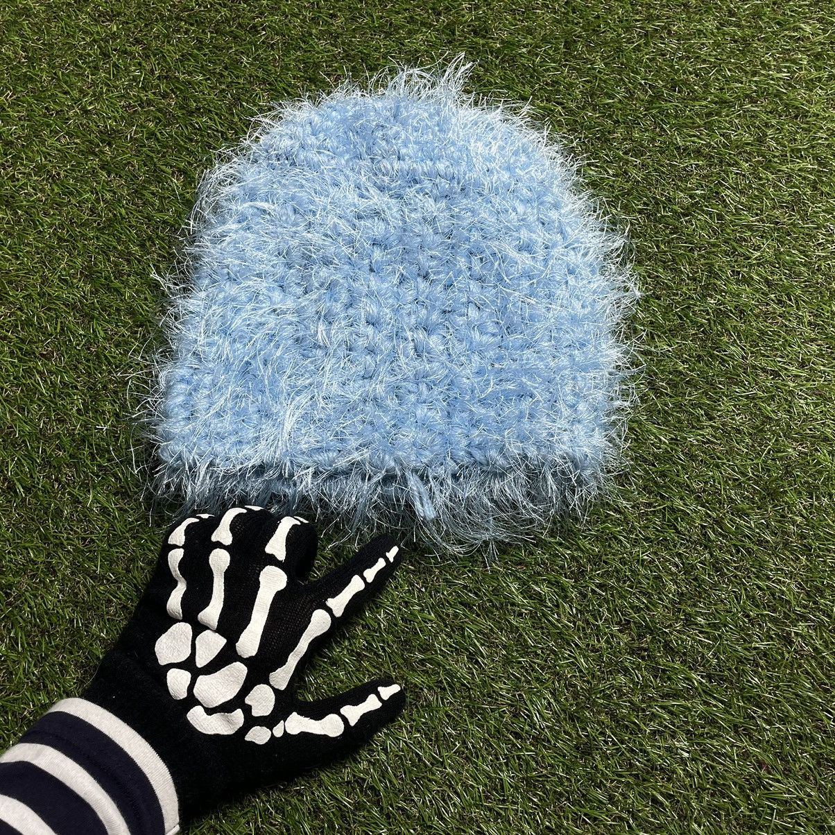 Vintage Vintage Y2K Fuzzy Beanie Skeleton Hand Alt Rave Sun Faded OS Size ONE SIZE - 1 Thumbnail