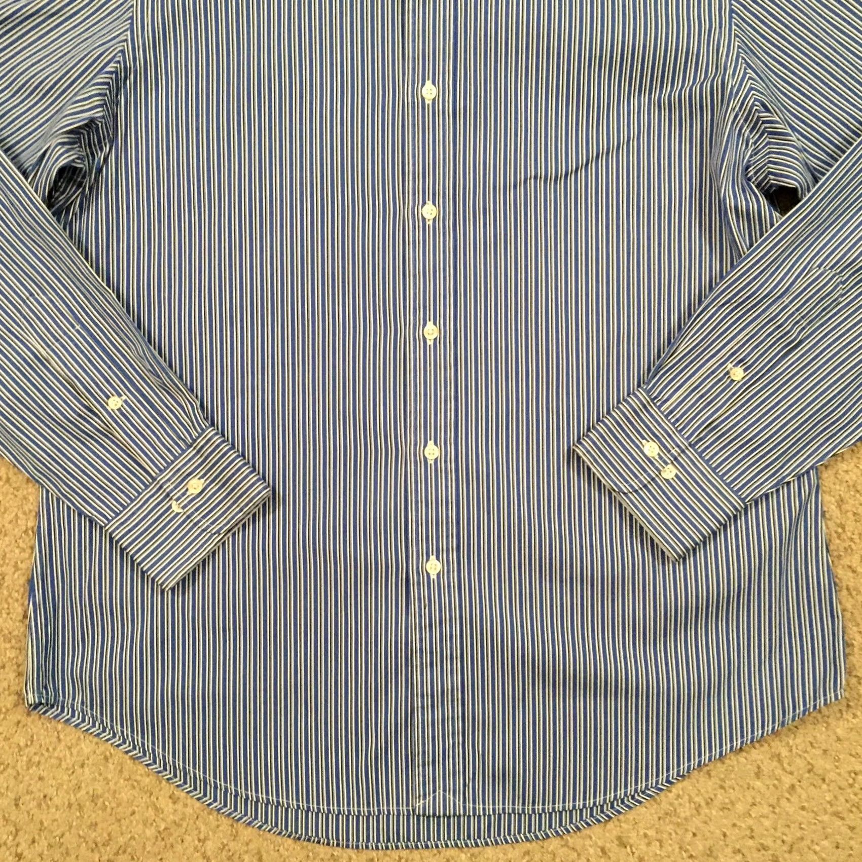 Polo Ralph Lauren Polo Ralph Lauren Men's Blue Striped Button Up Shirt Long Sleeve Regent 16.5 Size US XL / EU 56 / 4 - 4 Thumbnail