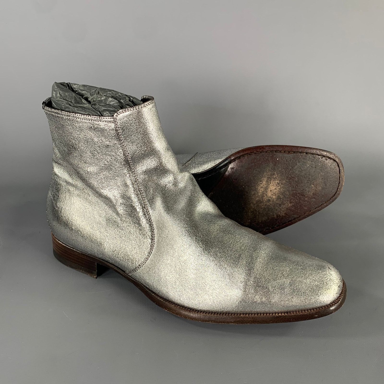 Tom Ford TOM FORD Size 7 Silver Metallic Leather Boots Size US 7 / EU 40 - 5 Thumbnail