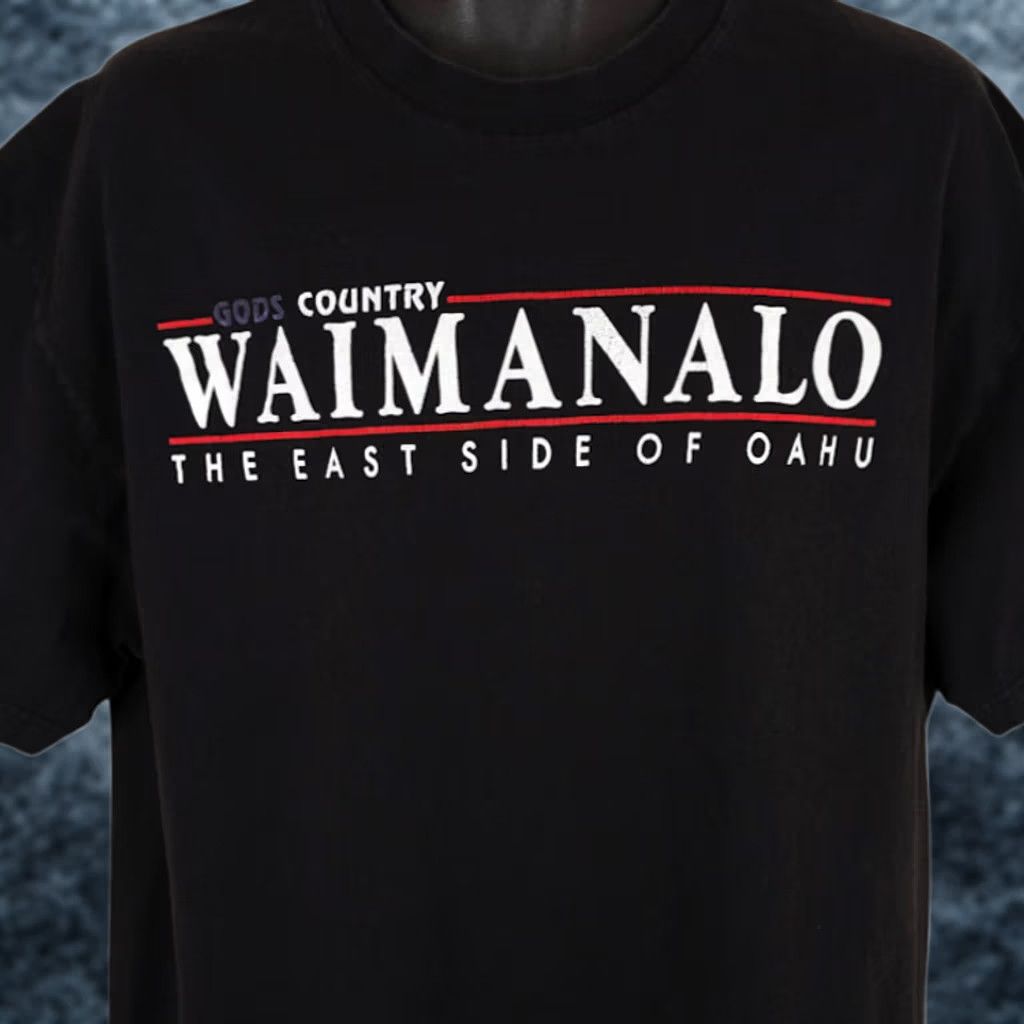 Vintage Waimanalo Oahu T Shirt Mens XL Black Hawaii Travel Destination Gods Country Slick Symbol Pattern: Solid Short Sleeve Crew Neck Cotton Vintage: No Size US XL / EU 56 / 4 - 1 Thumbnail