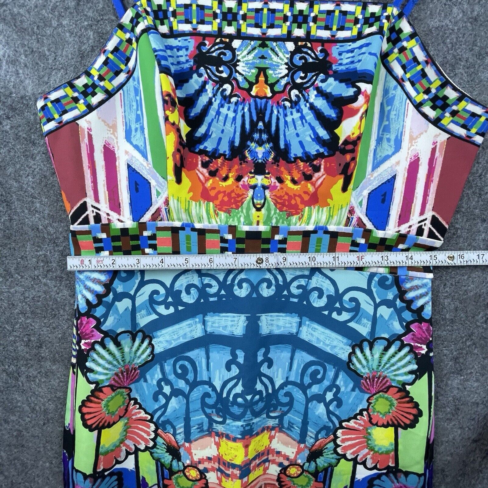 Anthropologie Champagne & Strawberry Dress Large Maximalist Art Abstract Size L / US 10 / IT 46 - 4 Thumbnail