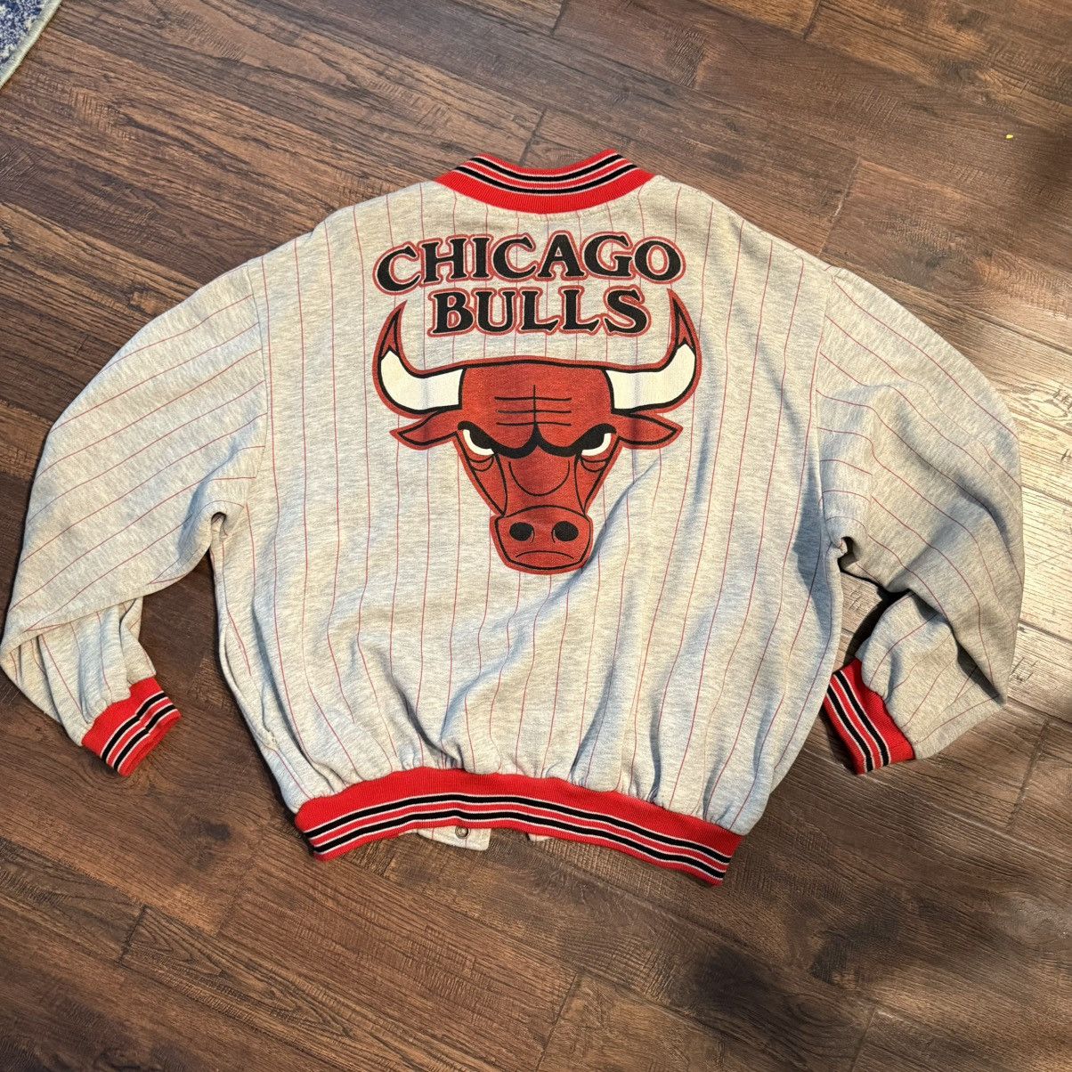 Other Vintage Chicago Bulls Baseball Pinstripe Snap Jacket (80s) Size US XL / EU 56 / 4 - 2 Thumbnail