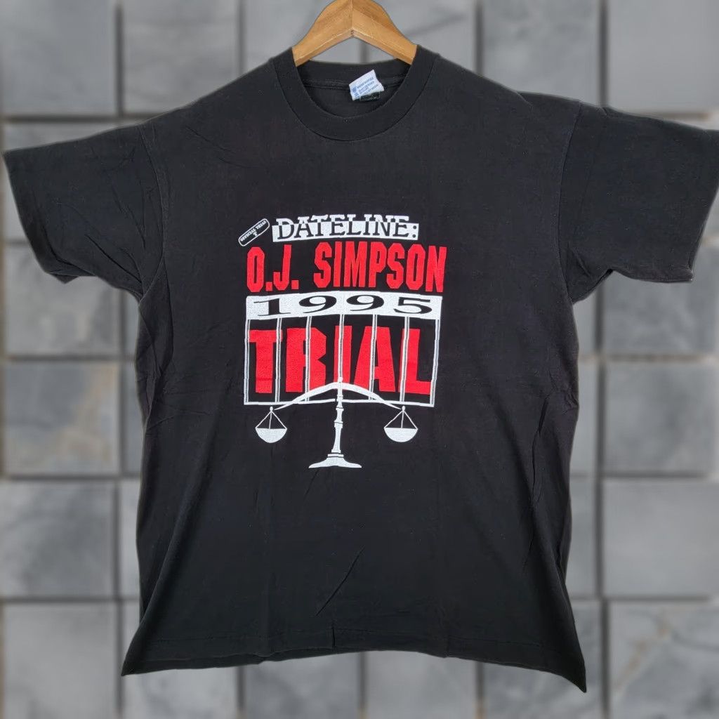 Vintage VINTAGE OJ Simpson Dateline Murder Trial T Shirt Geometric Black XL Newstar California Mens Size US XL / EU 56 / 4 - 1 Thumbnail