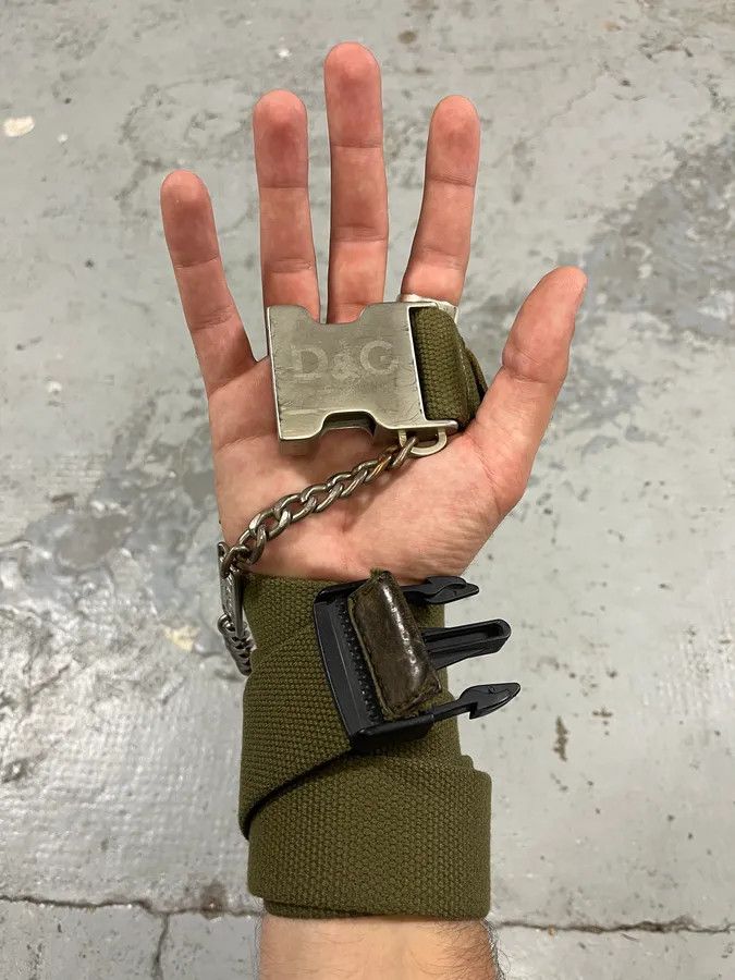 Designer × Dolce & Gabbana × Vintage SS2003 Dolce & Gabbana Olive Military Belt Size ONE SIZE - 2 Thumbnail
