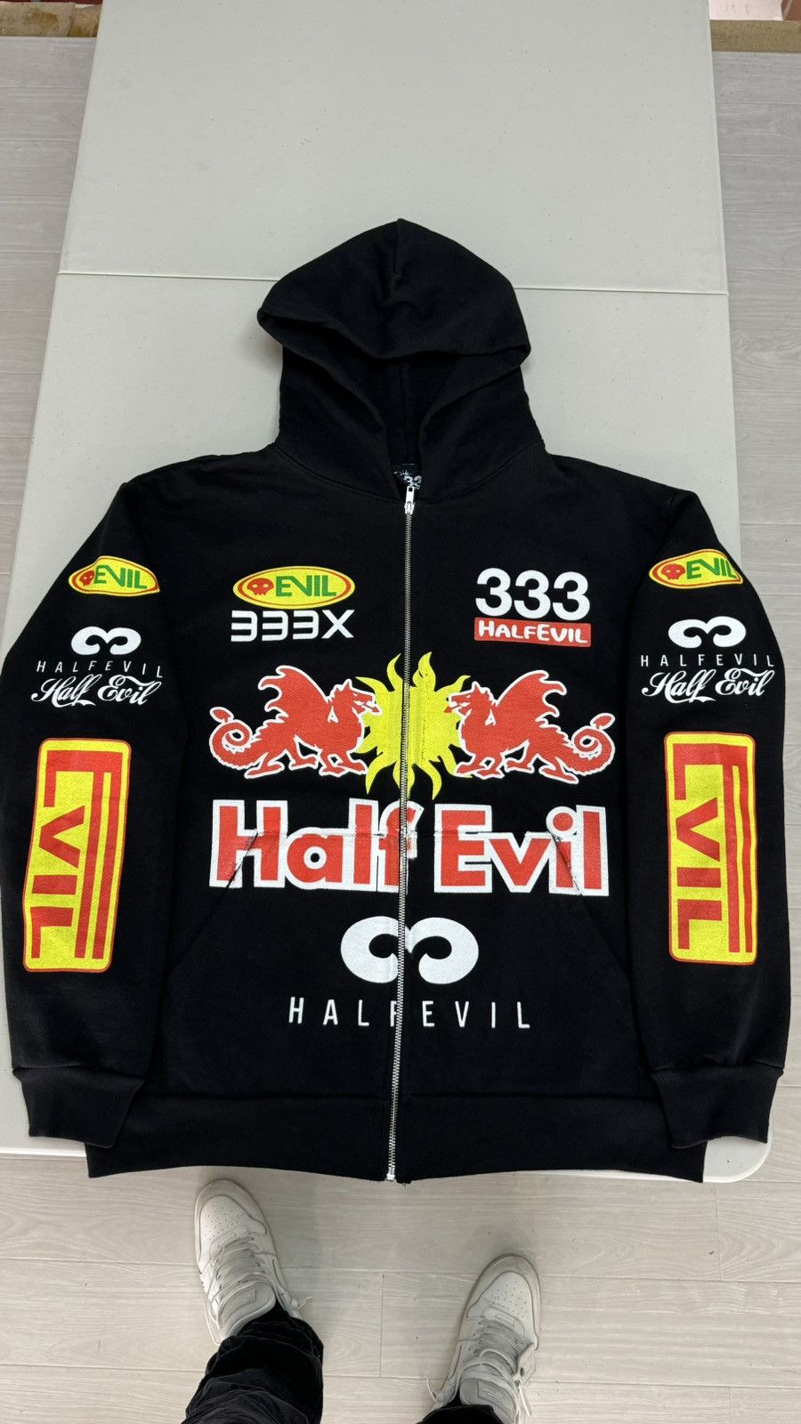 Half Evil Half Evil - racer zip up hoodie | Grailed