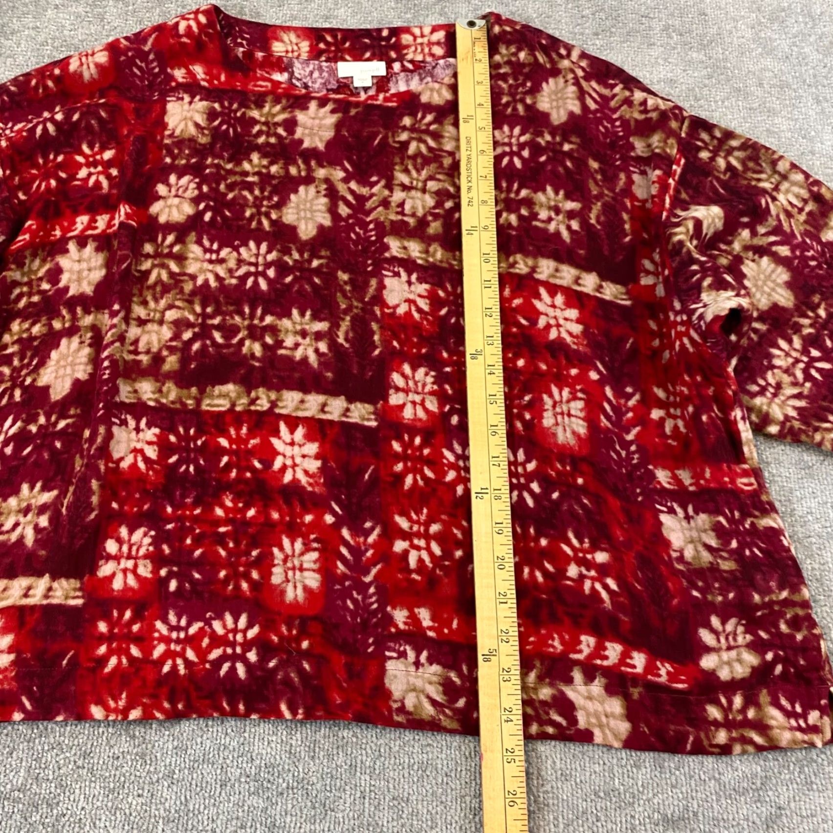 J. Jill VINTAGE J. Jill Shirt Womens Medium Red Floral Christmas 3/4 Sleeve Oversized Cotton Size M / US 6-8 / IT 42-44 - 3 Thumbnail