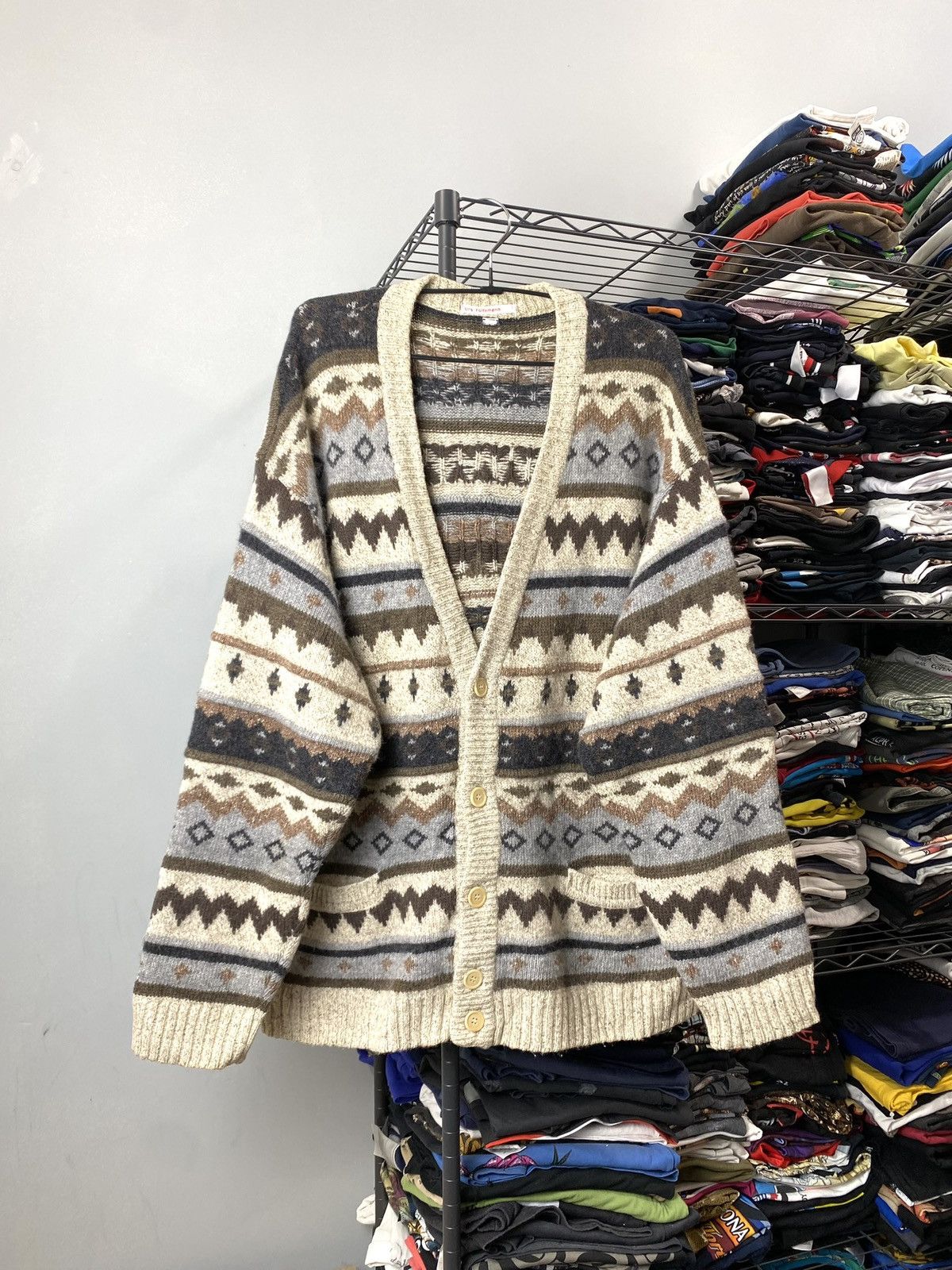 Vintage Rare! Vintage 80’s Knit Pattern Cardigan Sweater Travis Size US M / EU 48-50 / 2 - 1 Thumbnail