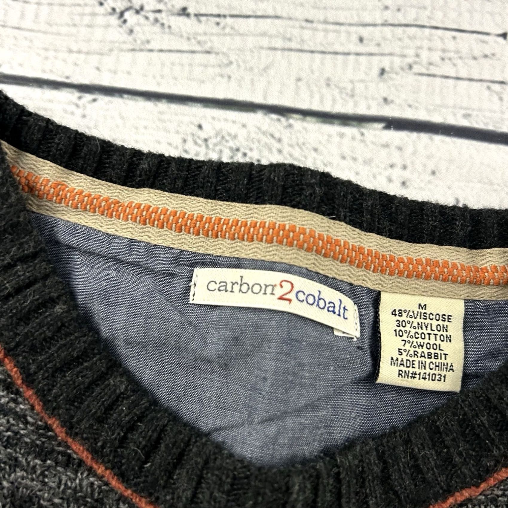 Carbon2Cobalt VINTAGE Carbon 2 Cobalt Pullover Sweater Mens M Wool Gray - Pullover Mens Wool Gray M Size Medium Carbon 2 Cobalt Sweater Size US M / EU 48-50 / 2 - 2 Thumbnail