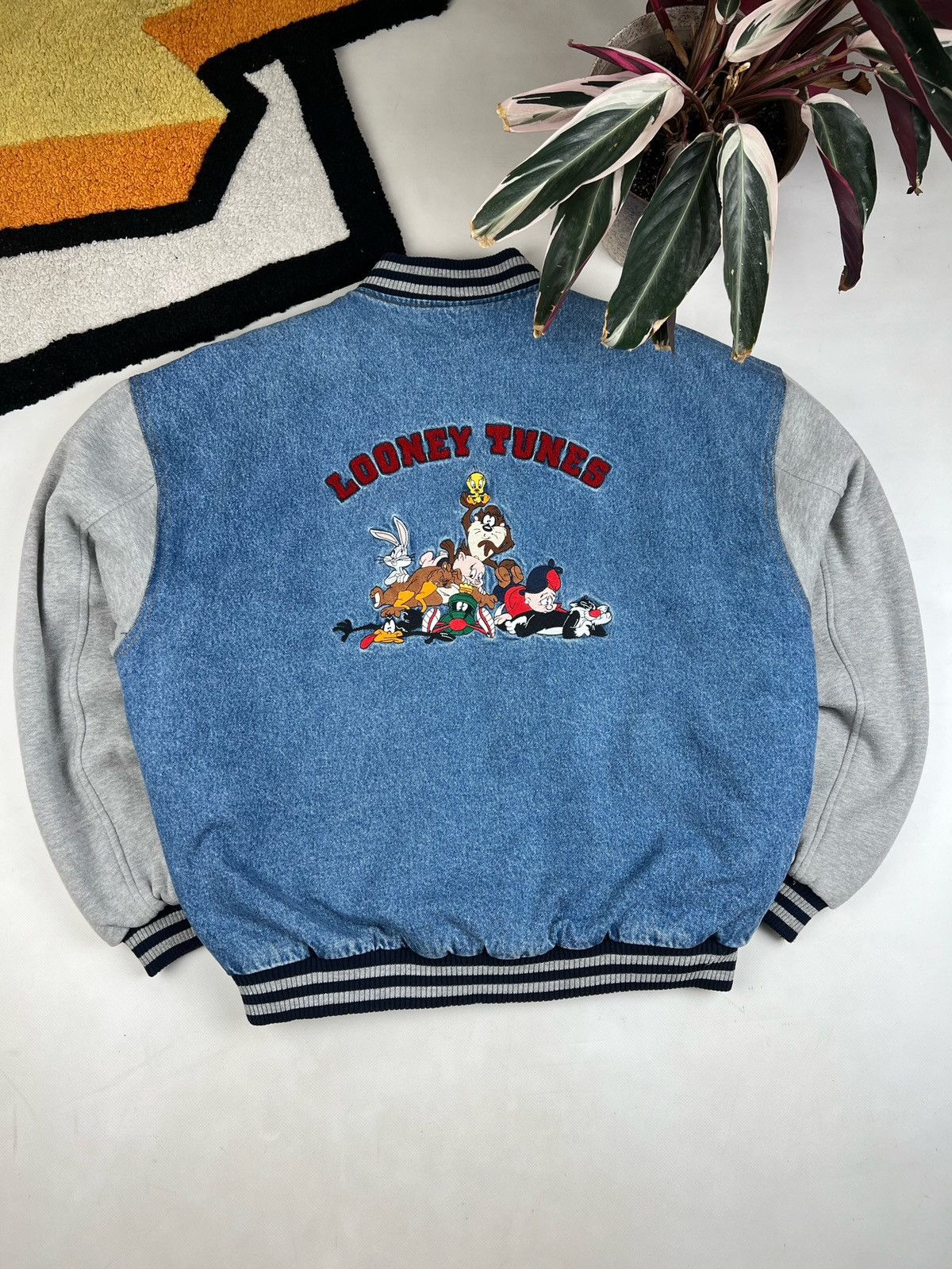 Disney × Vintage Rare! Xxxtentation style looney tunes Denim Varsity Jacket Size US L / EU 52-54 / 3 - 3 Thumbnail