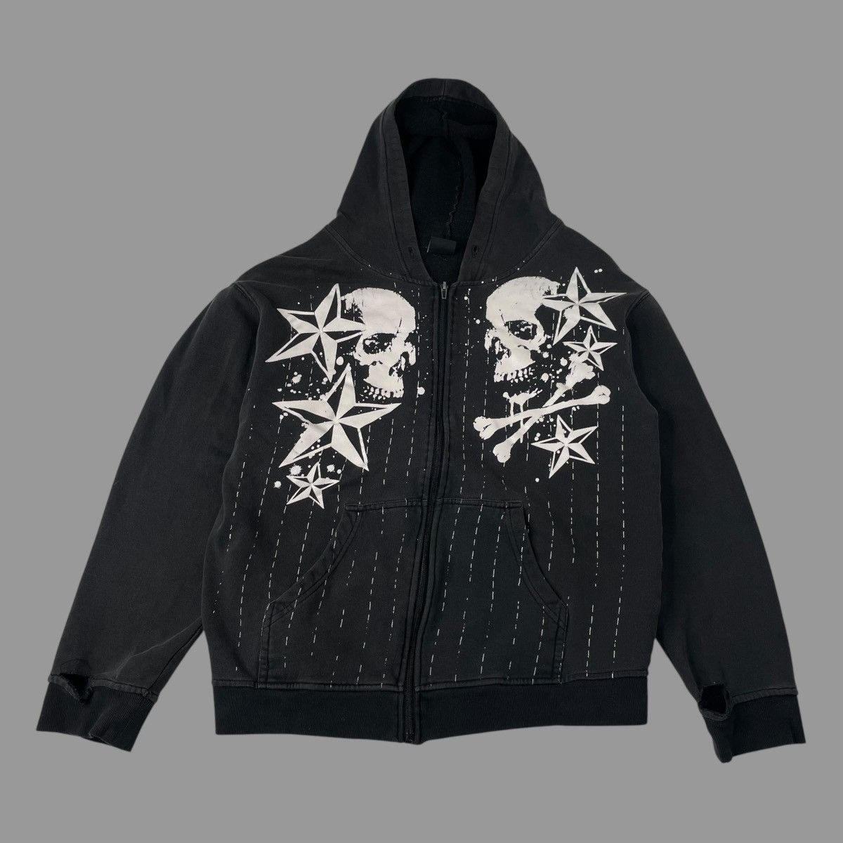 Vintage Vintage Y2K skull zip up hoodie Size US L / EU 52-54 / 3 - 1 Thumbnail