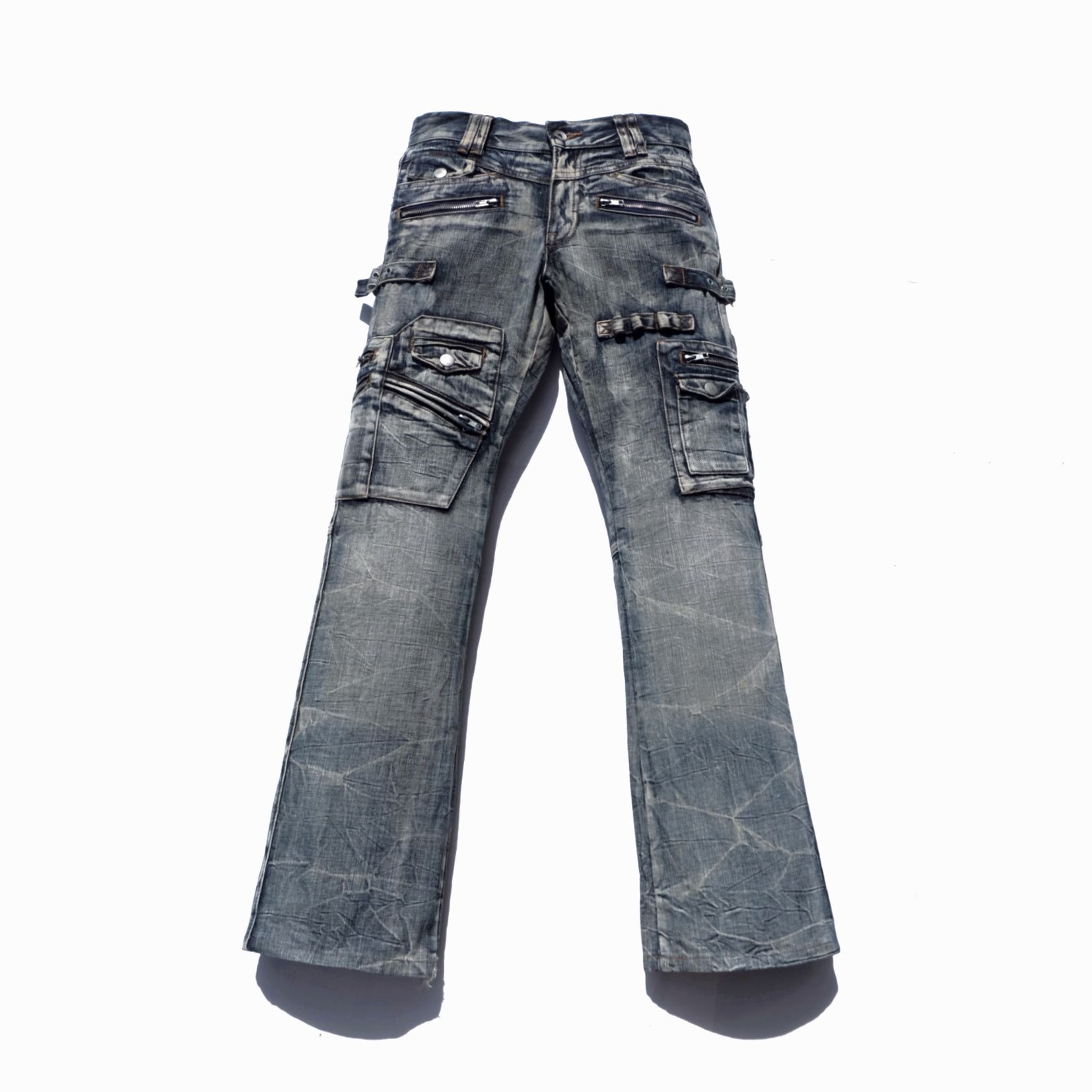 Pre-owned Ppfm X Tornado Mart Semanticdesign Flared Jeans In Washed Blue