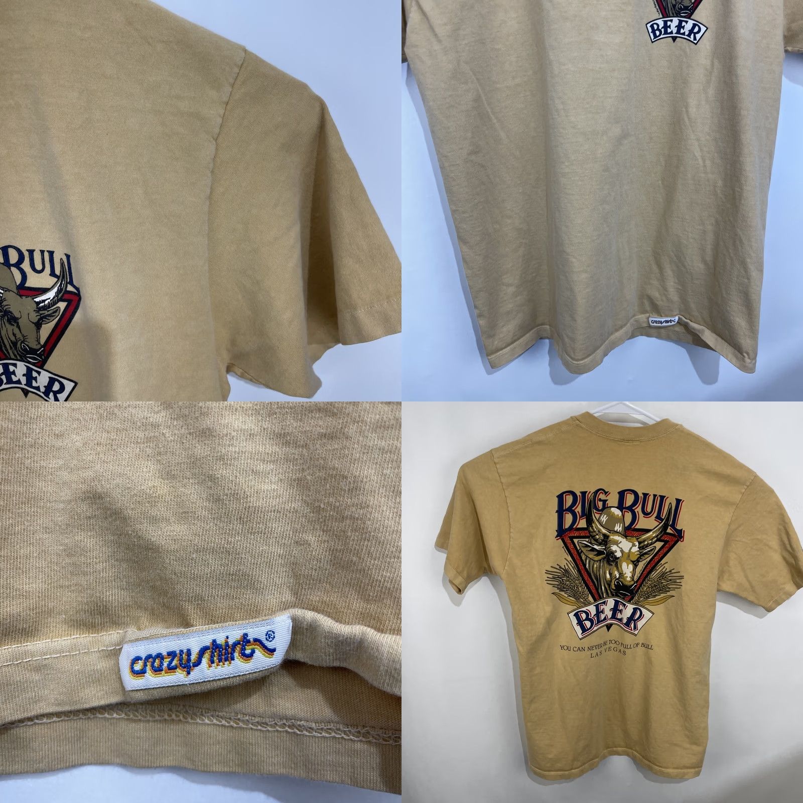 Vintage VINTAGE Crazy Shirts T Shirt Bull Logo 90s Beer Mens L Beige Short Sleeve Crew Neck Graphic Print USA Size US L / EU 52-54 / 3 - 8 Thumbnail
