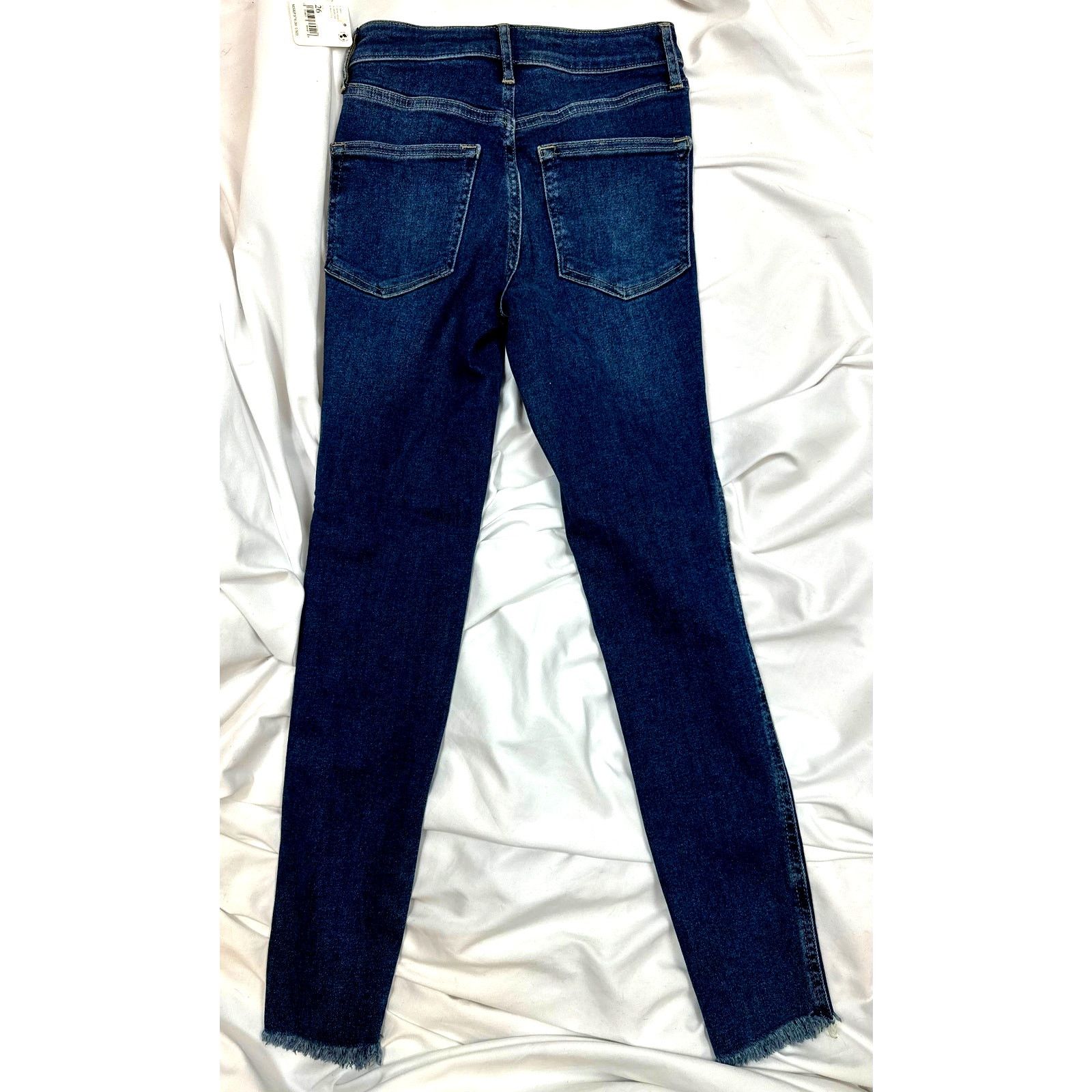 Free People Free People High-Rise Raw-Edge Skinny Jeans Deep Indigo 26 Size 26" / US 2 / IT 38 - 9 Thumbnail