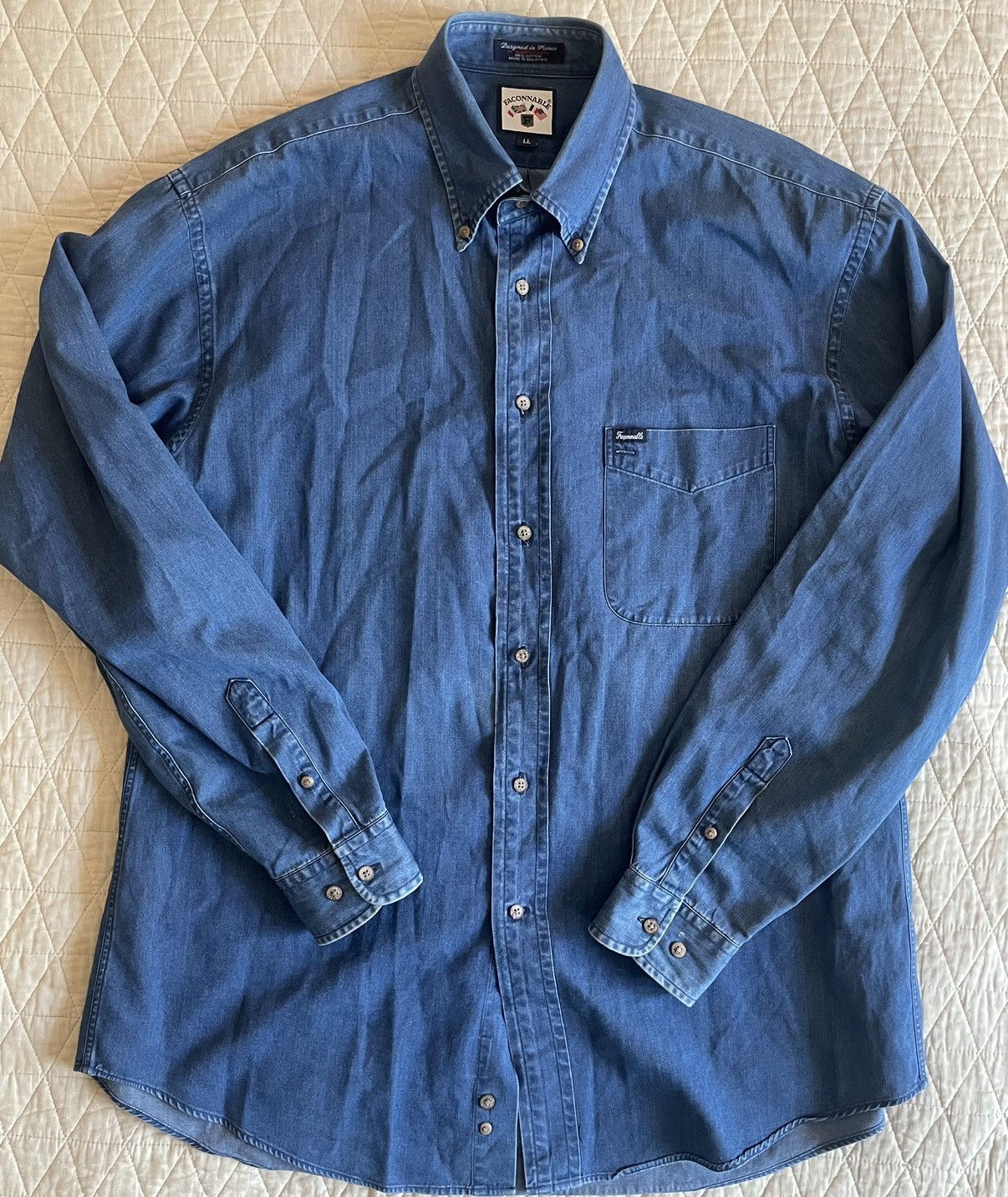 Faconnable × Vintage Denim Button Down Sport Shirt Size US L / EU 52-54 / 3 - 2 Thumbnail