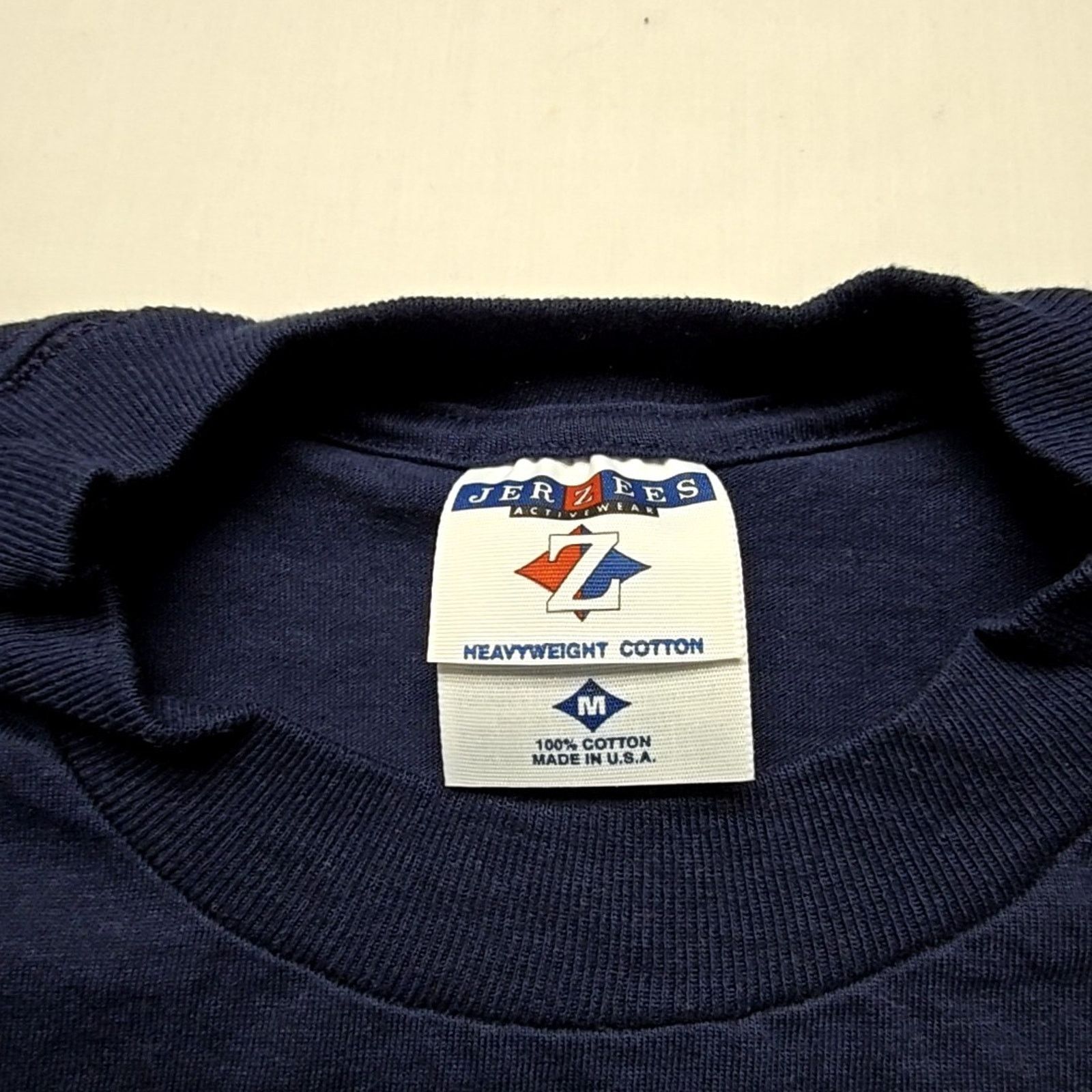 Jerzees Vintage Blank Misprint Shirt Blue Mens Medium Tee USA 90s Size US M / EU 48-50 / 2 - 2 Thumbnail