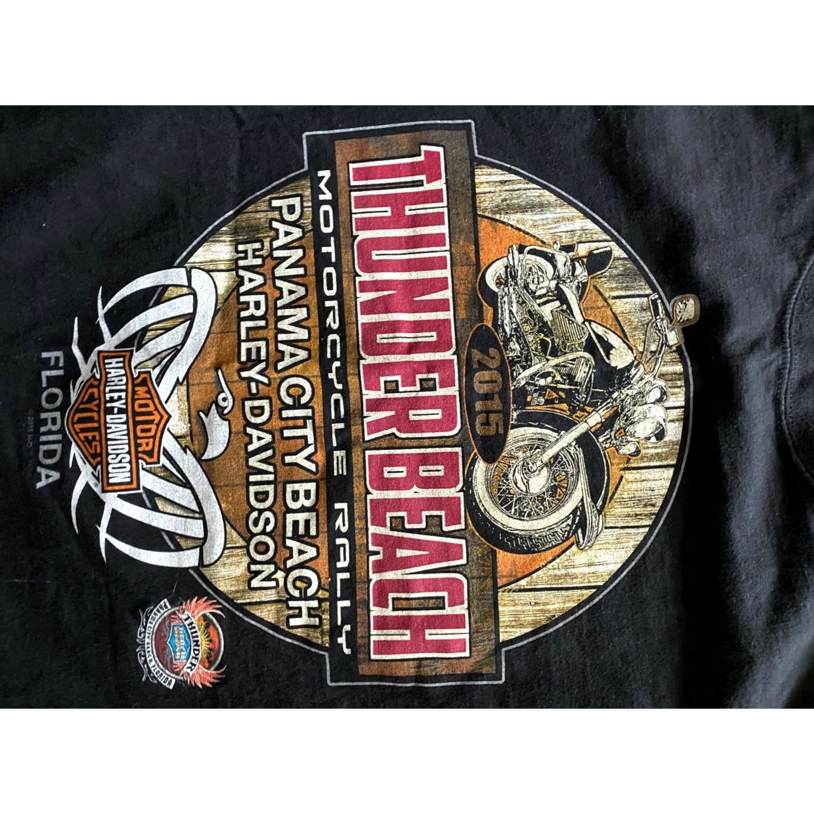 Harley Davidson Harley-Davidson T Shirt Thunder Beach Panama City Beach FL 2015 Rally Black Shirt Mens L Crew Neck Cotton Short Sleeve Skull Size US L / EU 52-54 / 3 - 3 Thumbnail