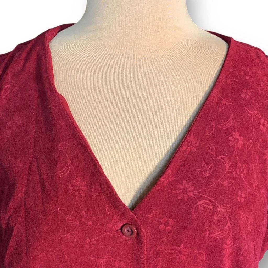 Vintage Vintage Sag Harbor Vest Burgundy Red Floral Embossed Button Size XL / US 12-14 / IT 48-50 - 5 Thumbnail