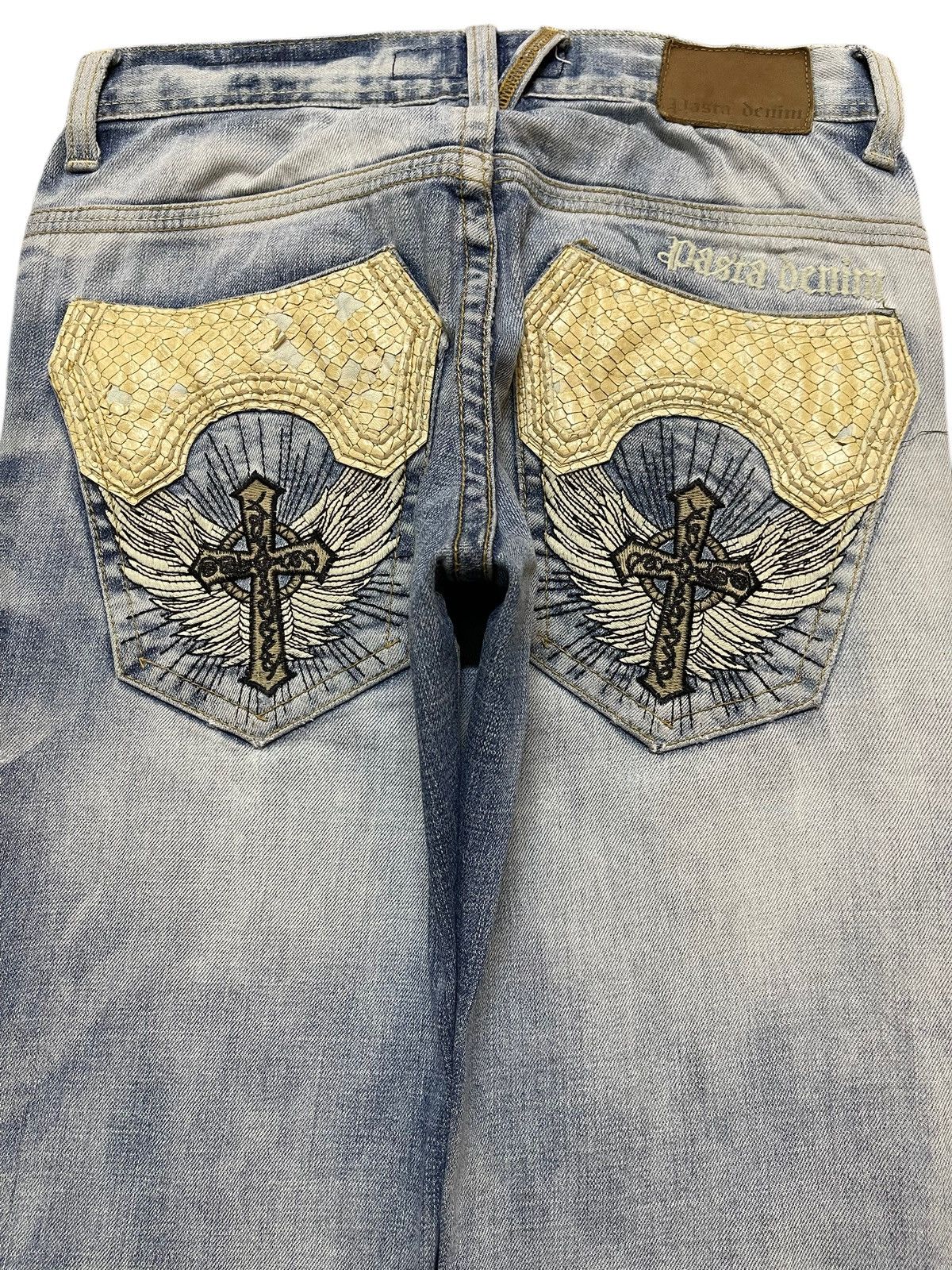 If Six Was Nine Vintage Japanese Brand Faded Wash Distress Cross Wing Style Size US 29 - 5 Thumbnail