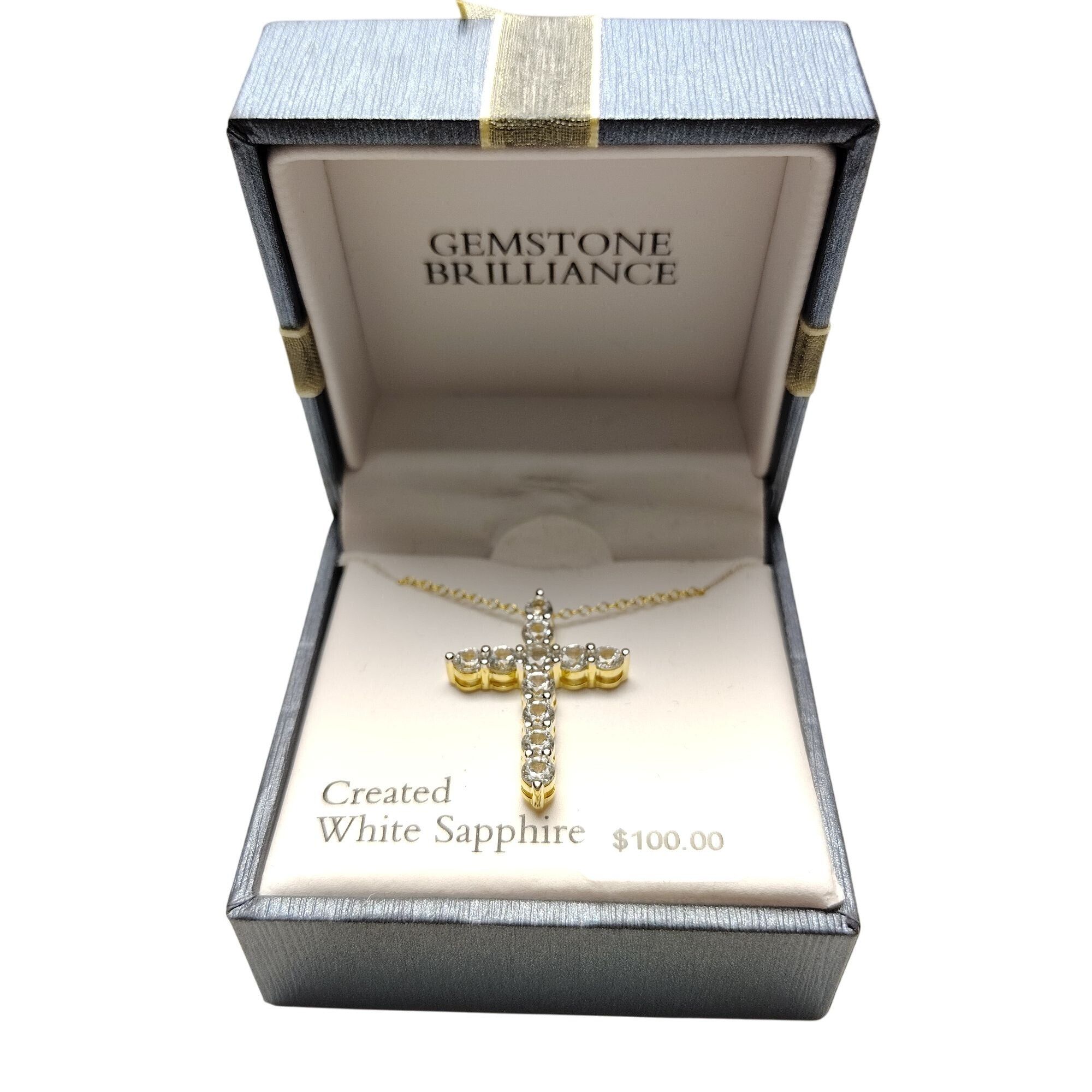 Other Created White Sapphire Gold-Tone Cross Pendant Necklace With Size ONE SIZE - 3 Thumbnail