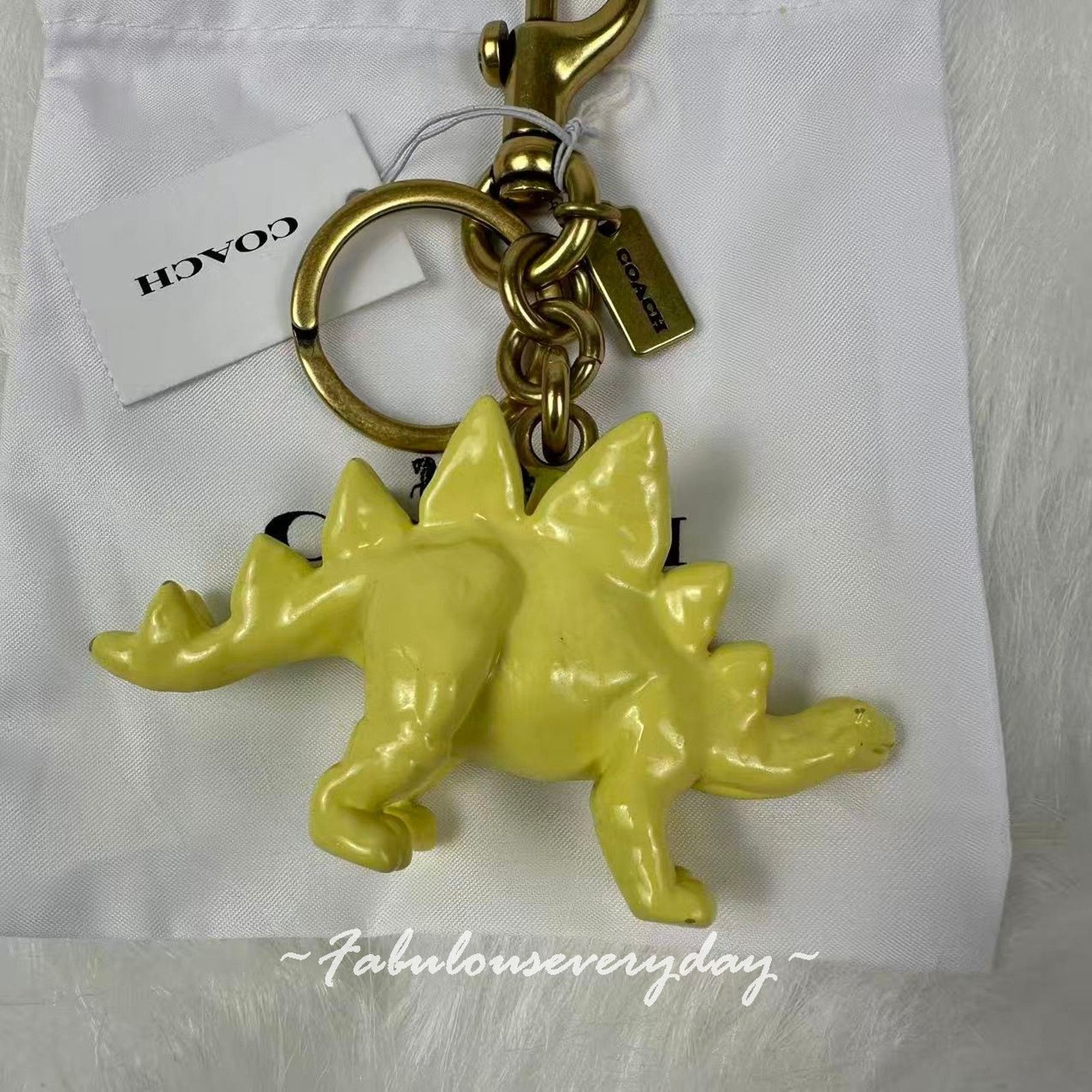 Coach COACH Stegosaurus Charm Key Ring FOB Enamel Brass/Yellow Size ONE SIZE - 4 Thumbnail