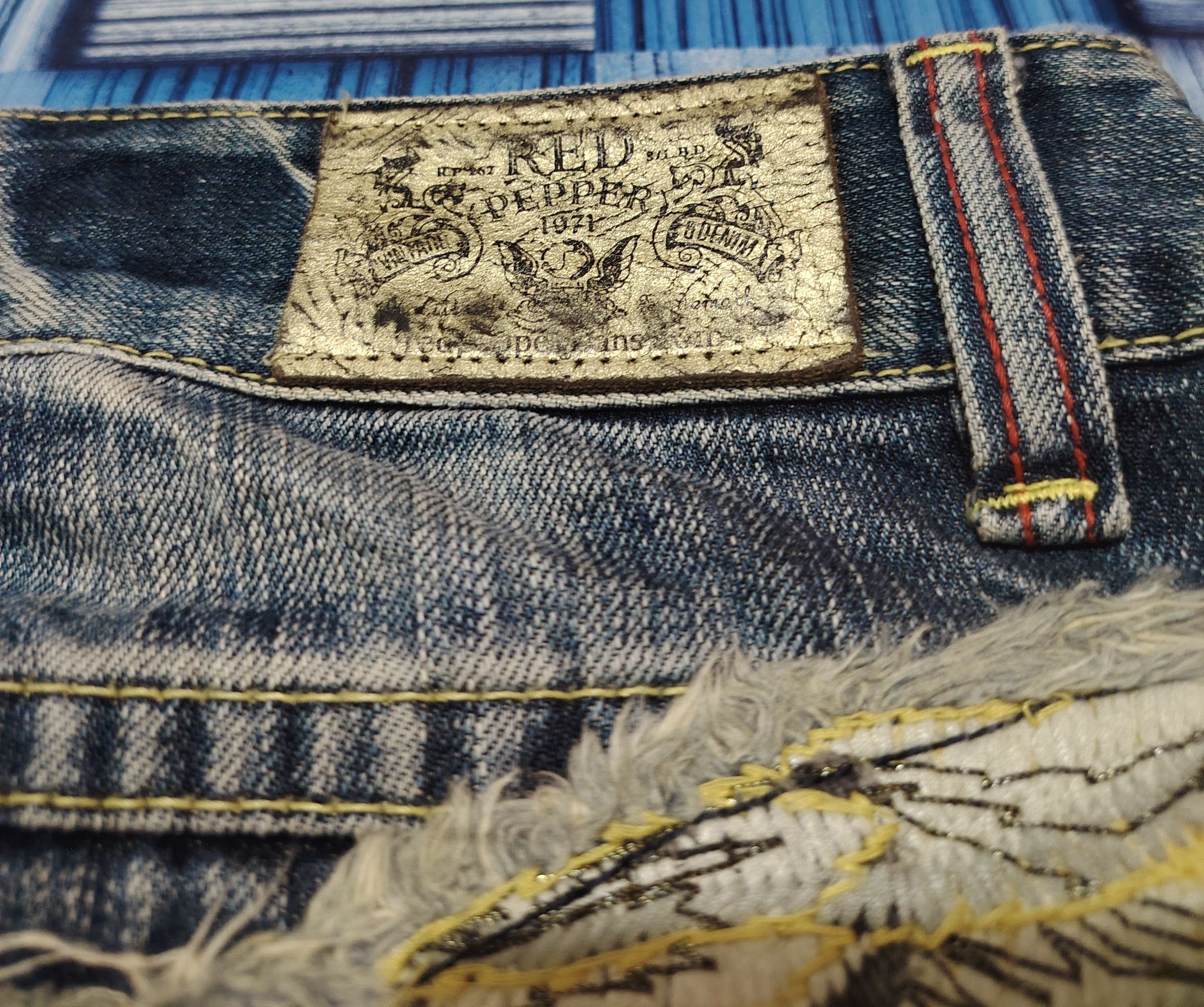 Japanese Red Pepper Flared Jeans Distressed Denim