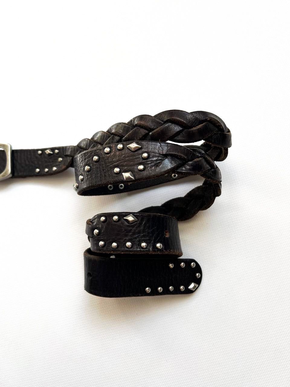 Diesel archive Diesel crazy pleated leather studded punk rivet belt Size ONE SIZE - 5 Thumbnail