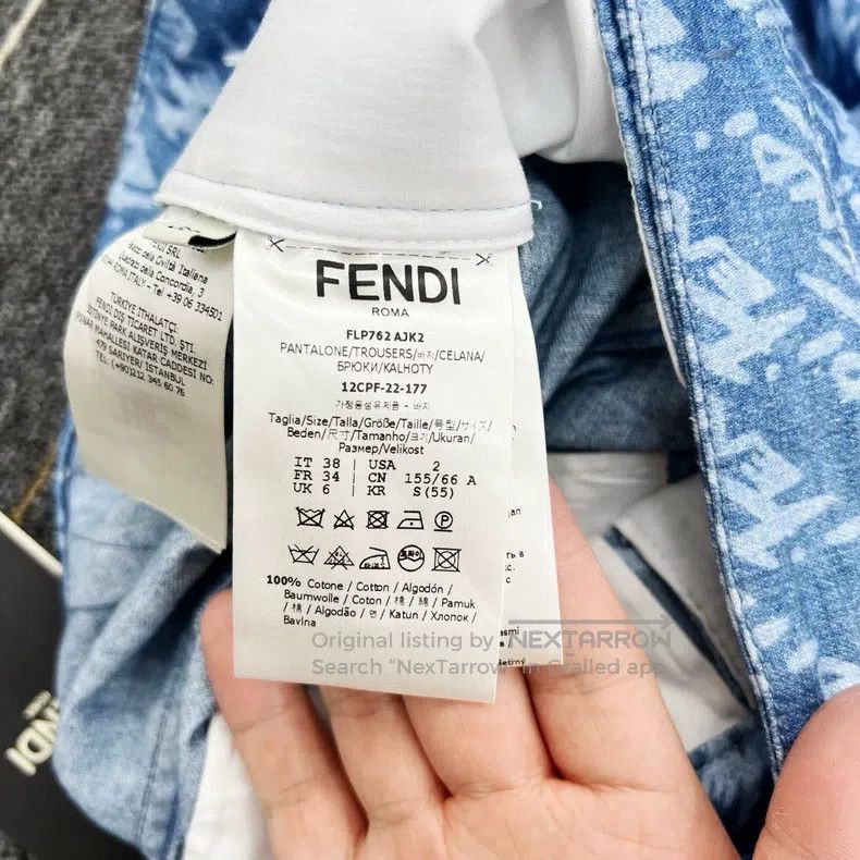 Fendi Fendi Blue all-over print letter denim jeans Size 42" / US 20 - 6 Thumbnail