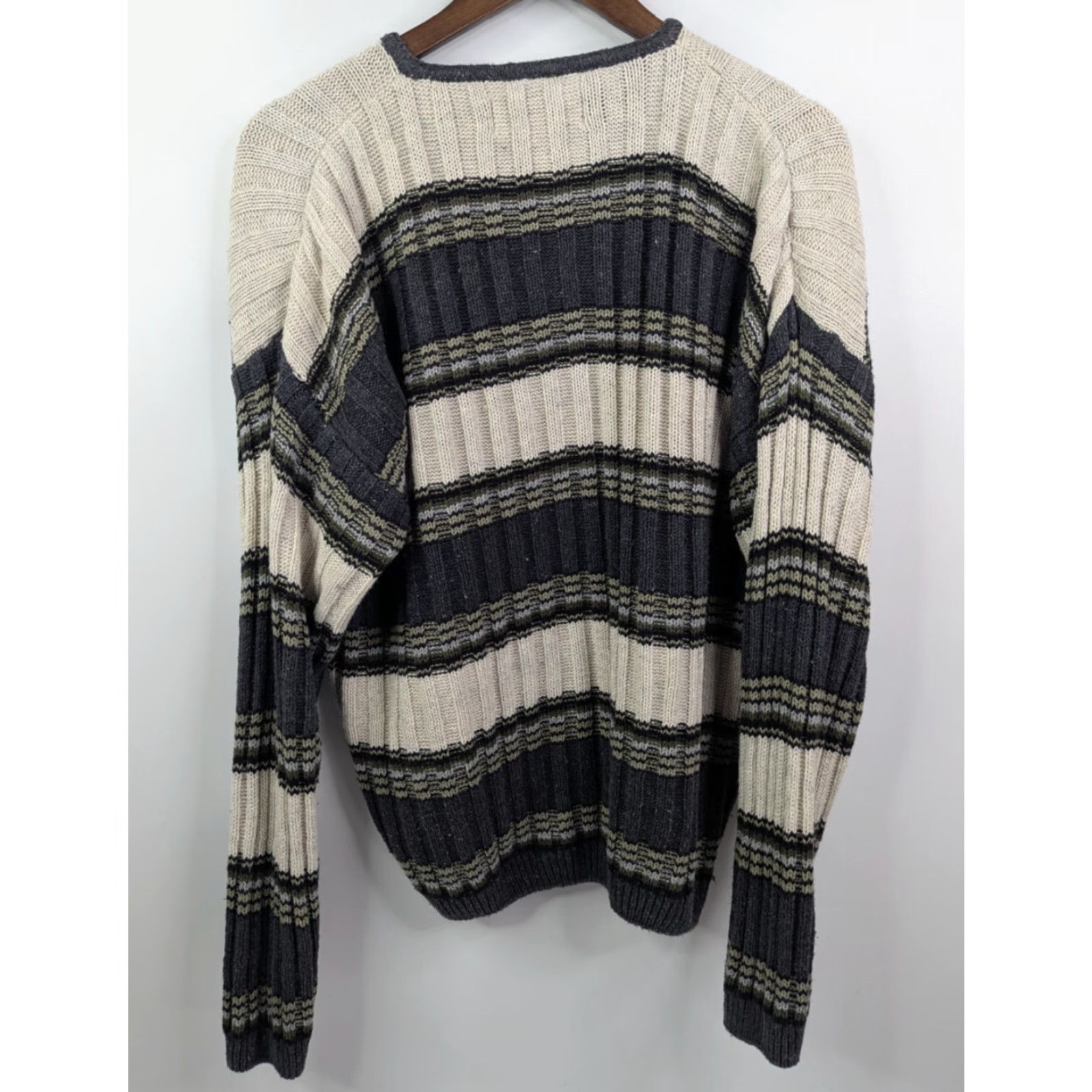 Vintage VINTAGE Greatland Striped Henley Sweater Mens M Gray Ribbed Knit Ramie Cotton Blend 90s Size US M / EU 48-50 / 2 - 4 Thumbnail