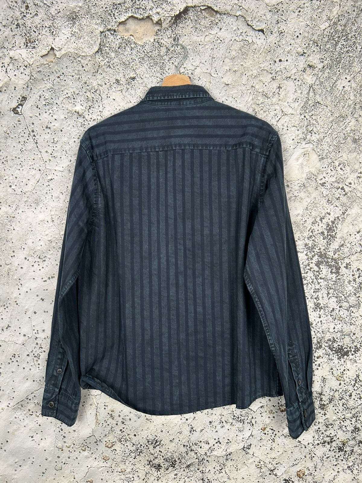 Vintage Zara Stripe Dark Navy Shirt Oversized Grunge Rock Punk Size US M / EU 48-50 / 2 - 4 Thumbnail