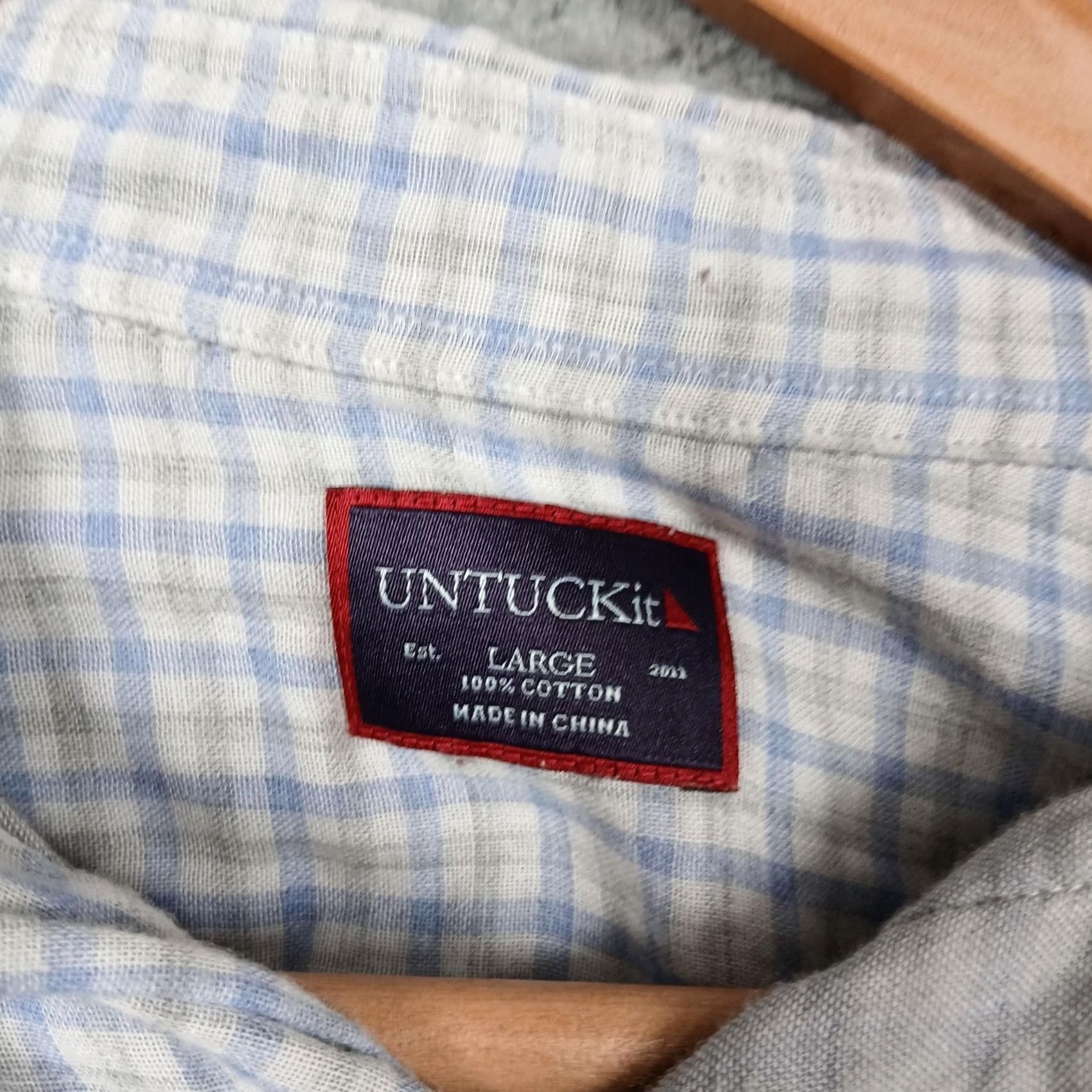 UNTUCKit UNTUCKit Shirt Mens Large Blue White Plaid Button-Down Long Sleeve Cotton Casual Size US L / EU 52-54 / 3 - 3 Thumbnail