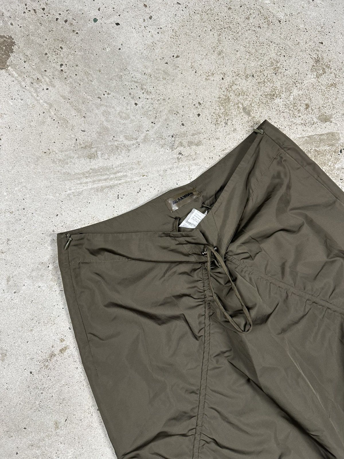 Jil Sander Vintage 2000s Jil Sander Green Khaki Drawstring Skirt Size 25" / US 0 / IT 36 - 6 Thumbnail
