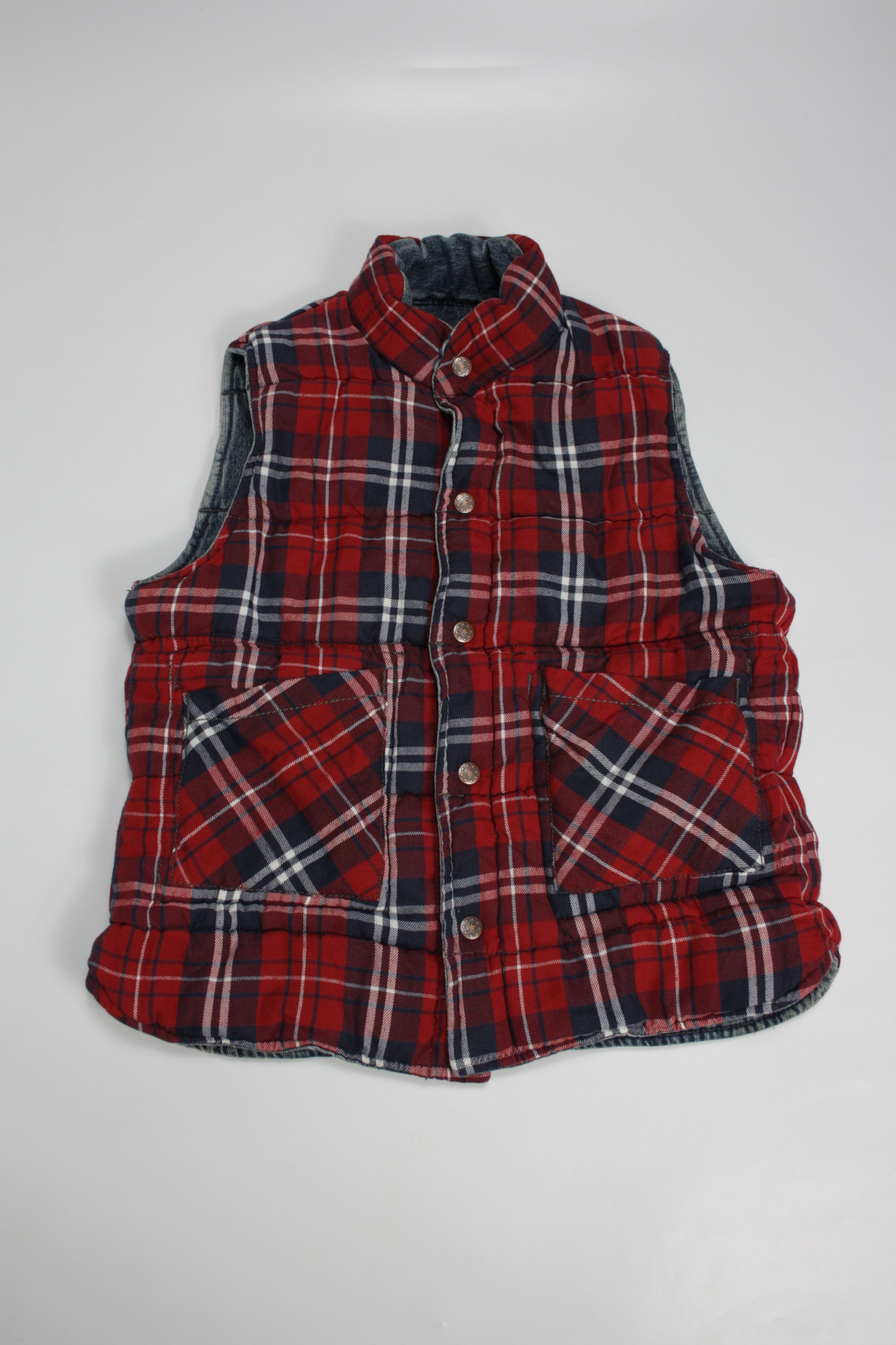 Japanese Brand × Vintage Old Betty's Vintage Washed Denim Reversible Plaid Vest Size US XS / EU 42 / 0 - 6 Thumbnail