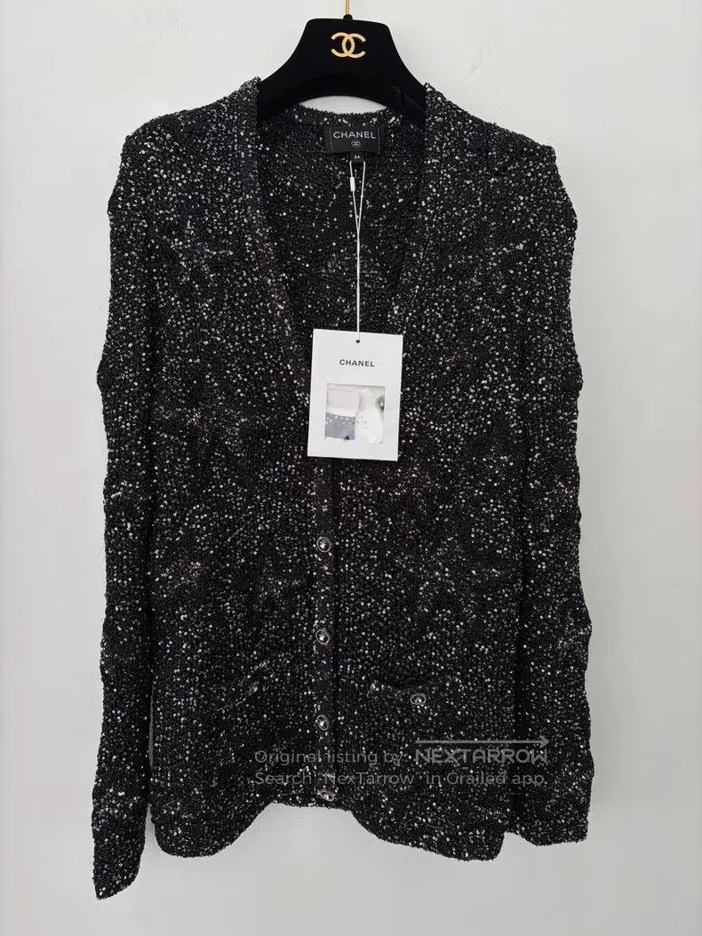 Chanel Early Spring Vacation Sequin Star Knitted Cardigan
