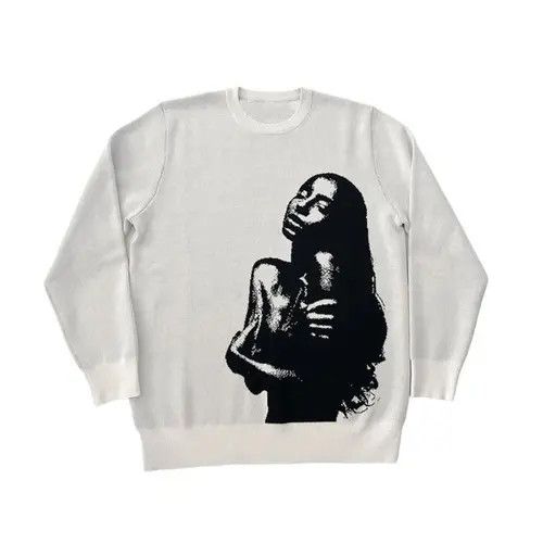 image of Vintage Gothic Women's Pullovers Sweaters Creative Stripes in White (Size Medium)