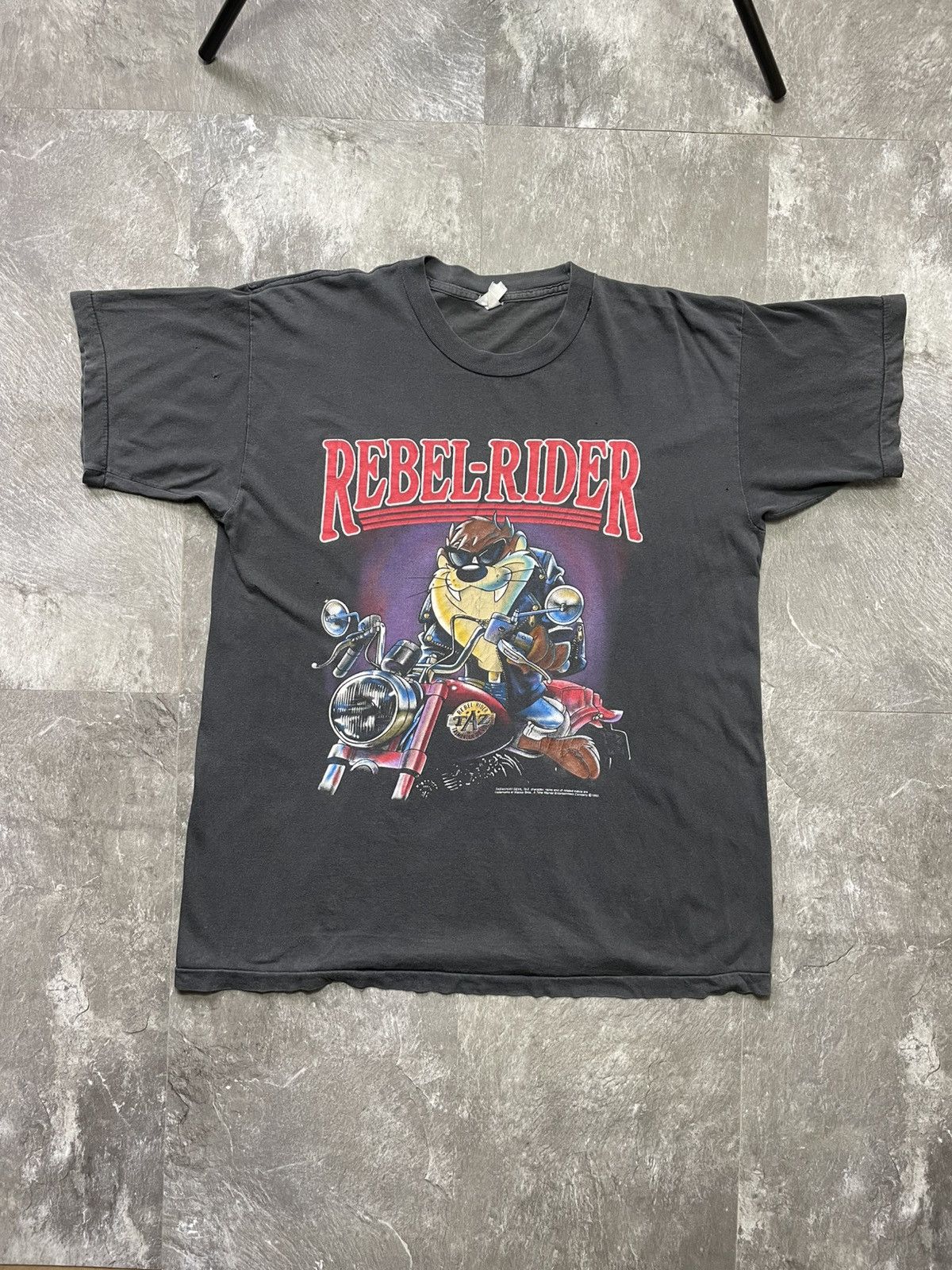 Band Tees Vintage 1992 Space Jam Rebel Rider TAZ Distressed Tee Single Size US XL / EU 56 / 4 - 1 Thumbnail