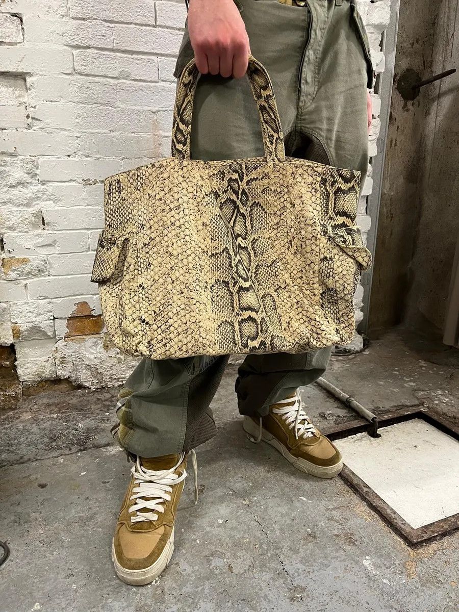 Roberto Cavalli Roberto Cavalli Beige Snake Print Handle Tote Bag Size ONE SIZE - 3 Thumbnail