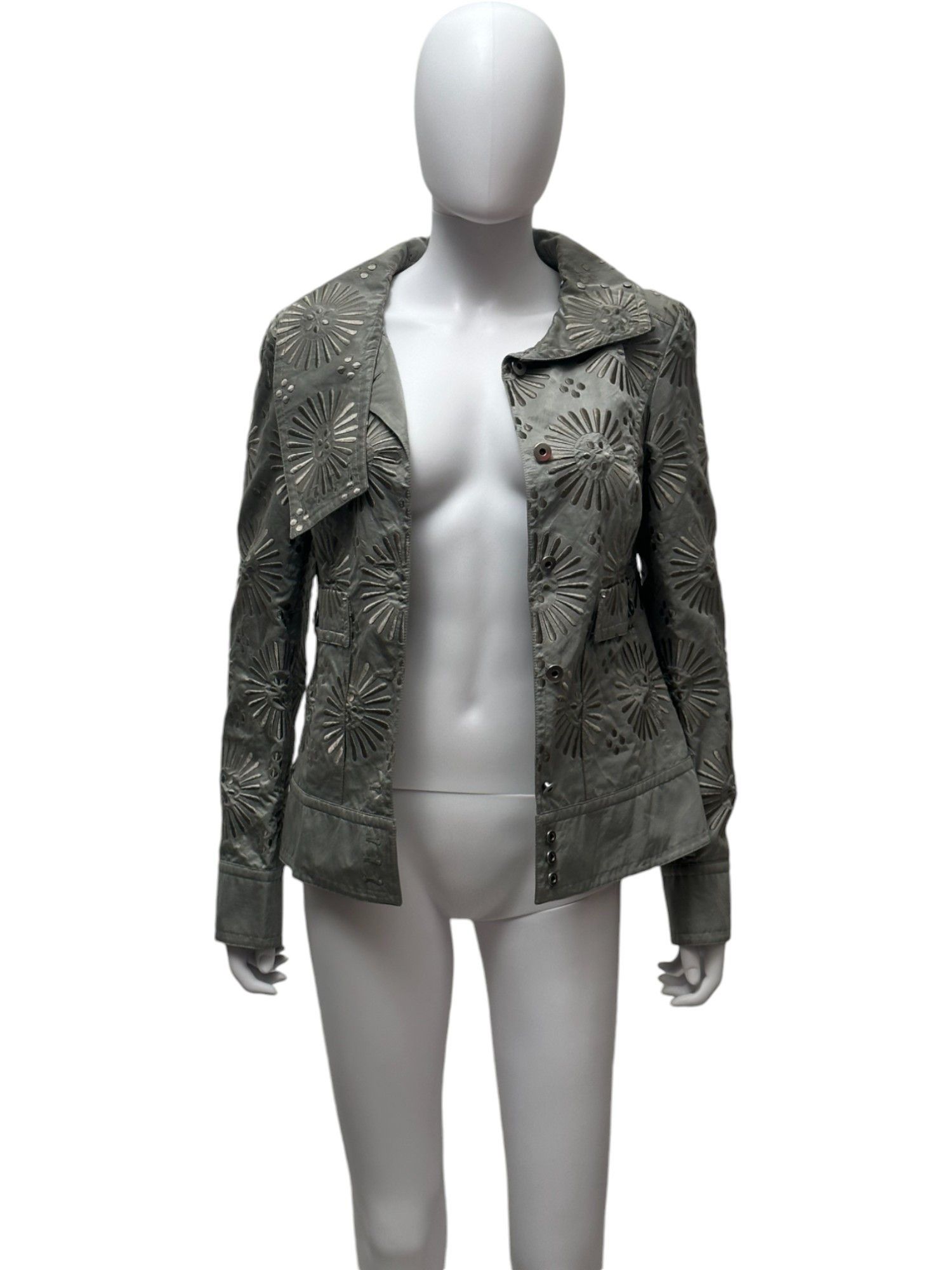 Gianfranco Ferre SS2004 Sun Pattern Silver Jacket Size M / US 6-8 / IT 42-44 - 3 Thumbnail