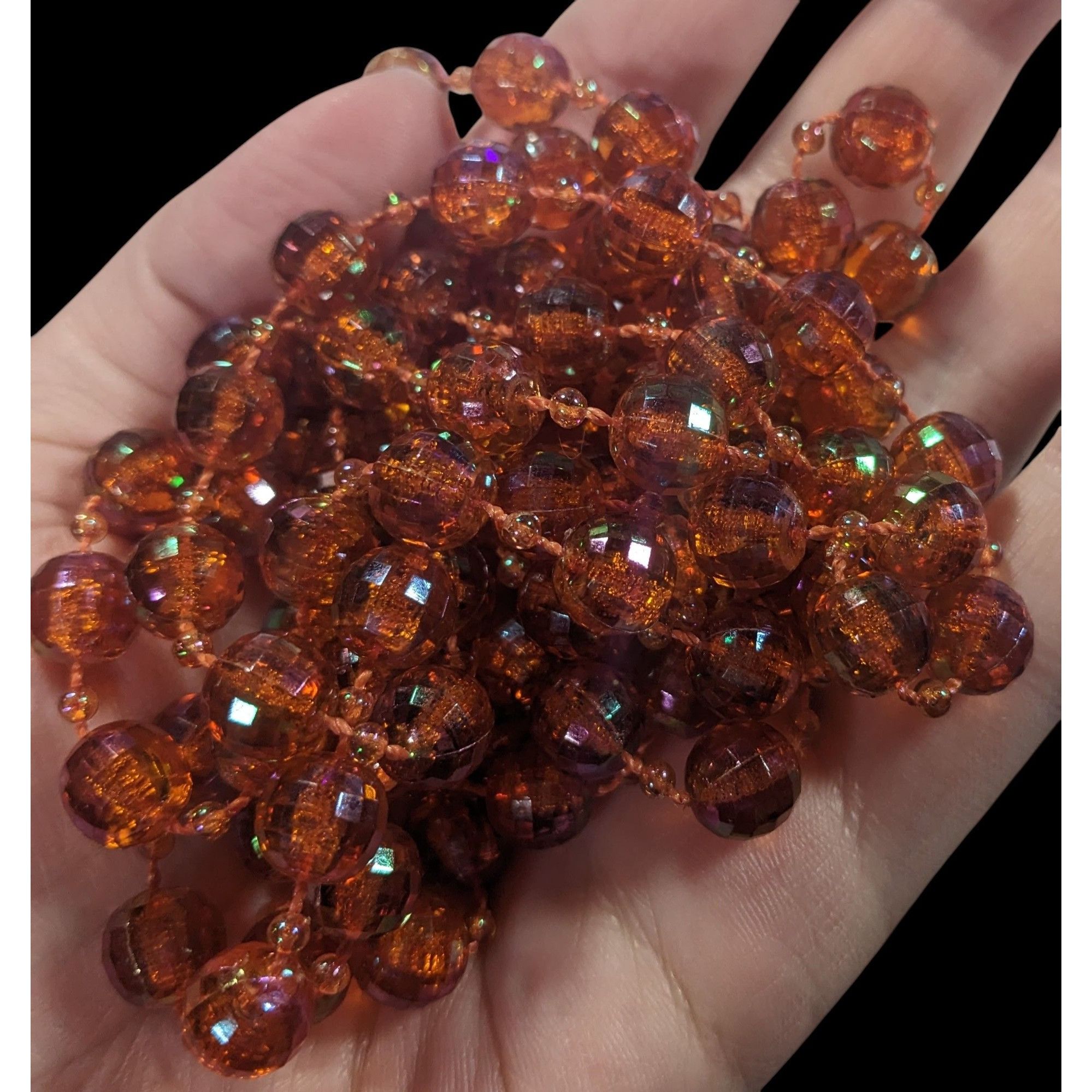 Other Sparkly Glam Orange Faceted Beaded Extra Long Necklace Size ONE SIZE - 3 Thumbnail
