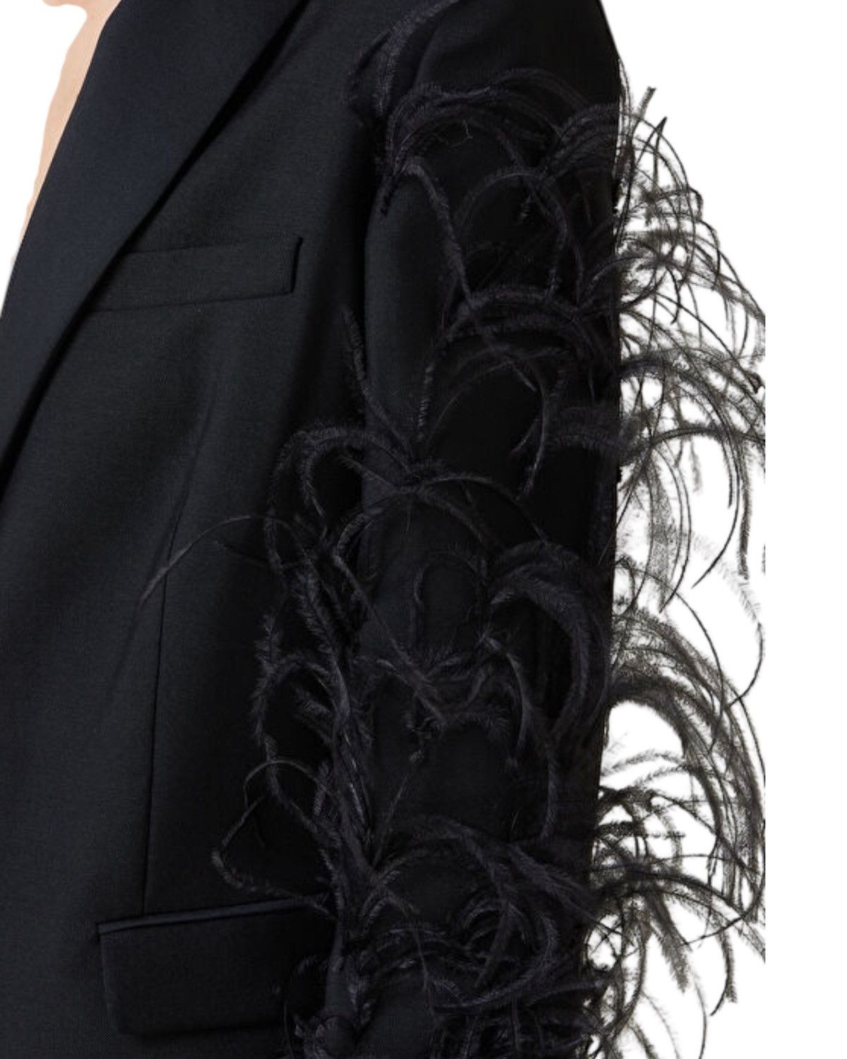 Valentino Valentino Garavani Ostrich Feather & Mohair Tuxedo Jacket Size S / US 4 / IT 40 - 4 Thumbnail