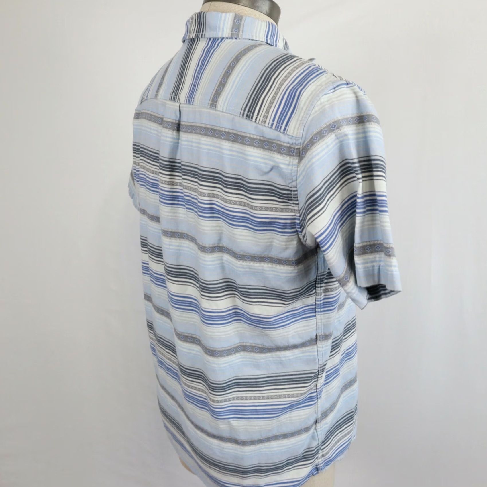 Vintage On the Byas Shirt Mens L Casual Pocket Button Up Blue Striped Short Sleeve Size US L / EU 52-54 / 3 - 6 Thumbnail